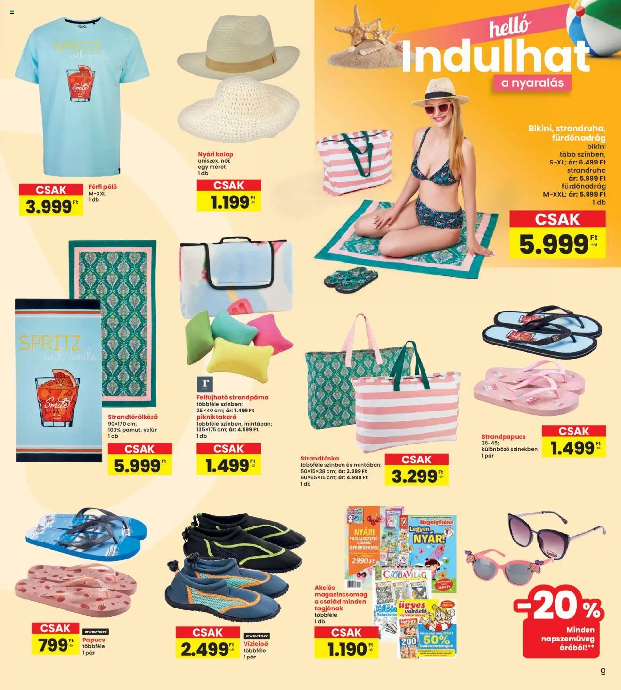 Interspar akciós ujság - amely érvényes a következő dátumtól: 29.05.2025 | Oldal: 9 | Termékek: Kalap, Strandpapucs, Strandtáska, Strandtörölköző