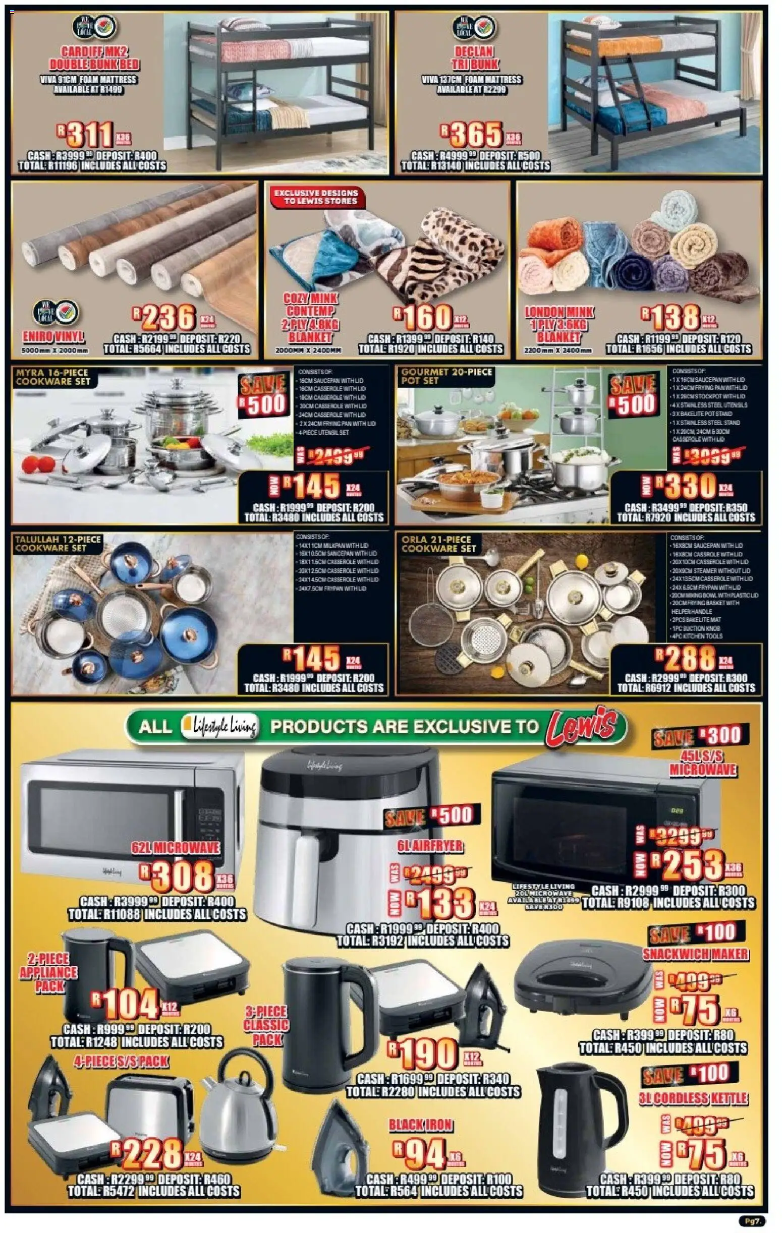 New Lewis Stores catalogue – valid from 23.02.2026 | Page: 7 | Products: Bowl, Iron, Double bunk, Foam