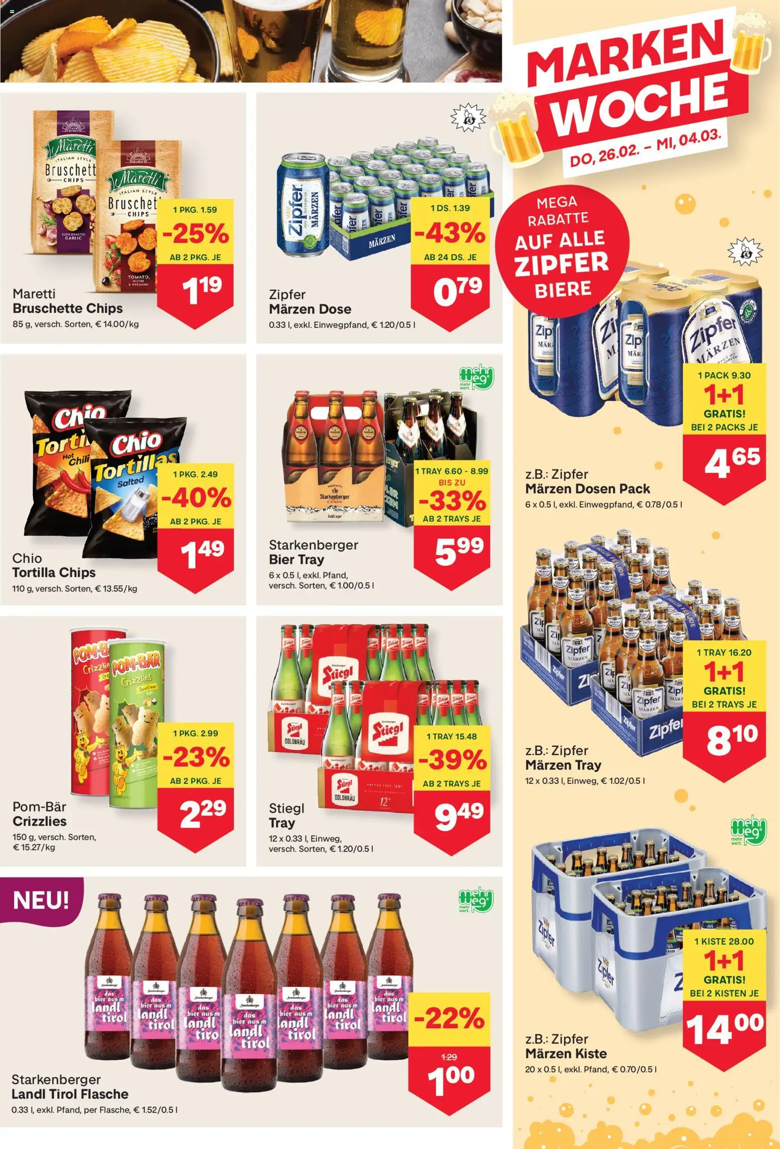 MPREIS Flugblatt gültig ab 26.02.2026 | Seite: 9 | Produkte: Chips, Chili, Bier
