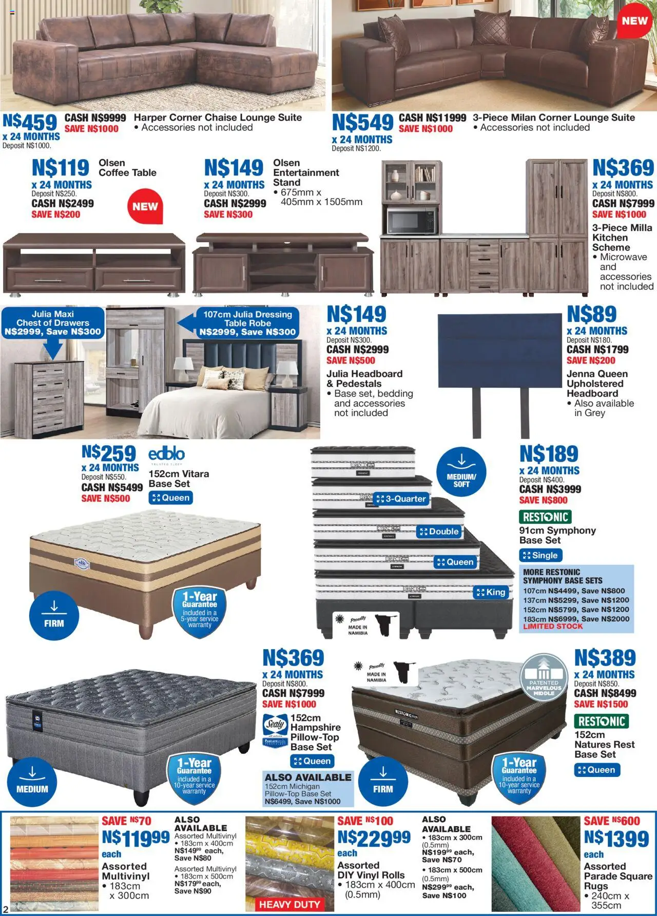 OK Furniture - Namibia Lowest Prices Specials │ valid from 20.08.2025 | Page: 2 | Products: Chest of drawers, Microwave, Coffee, Stock