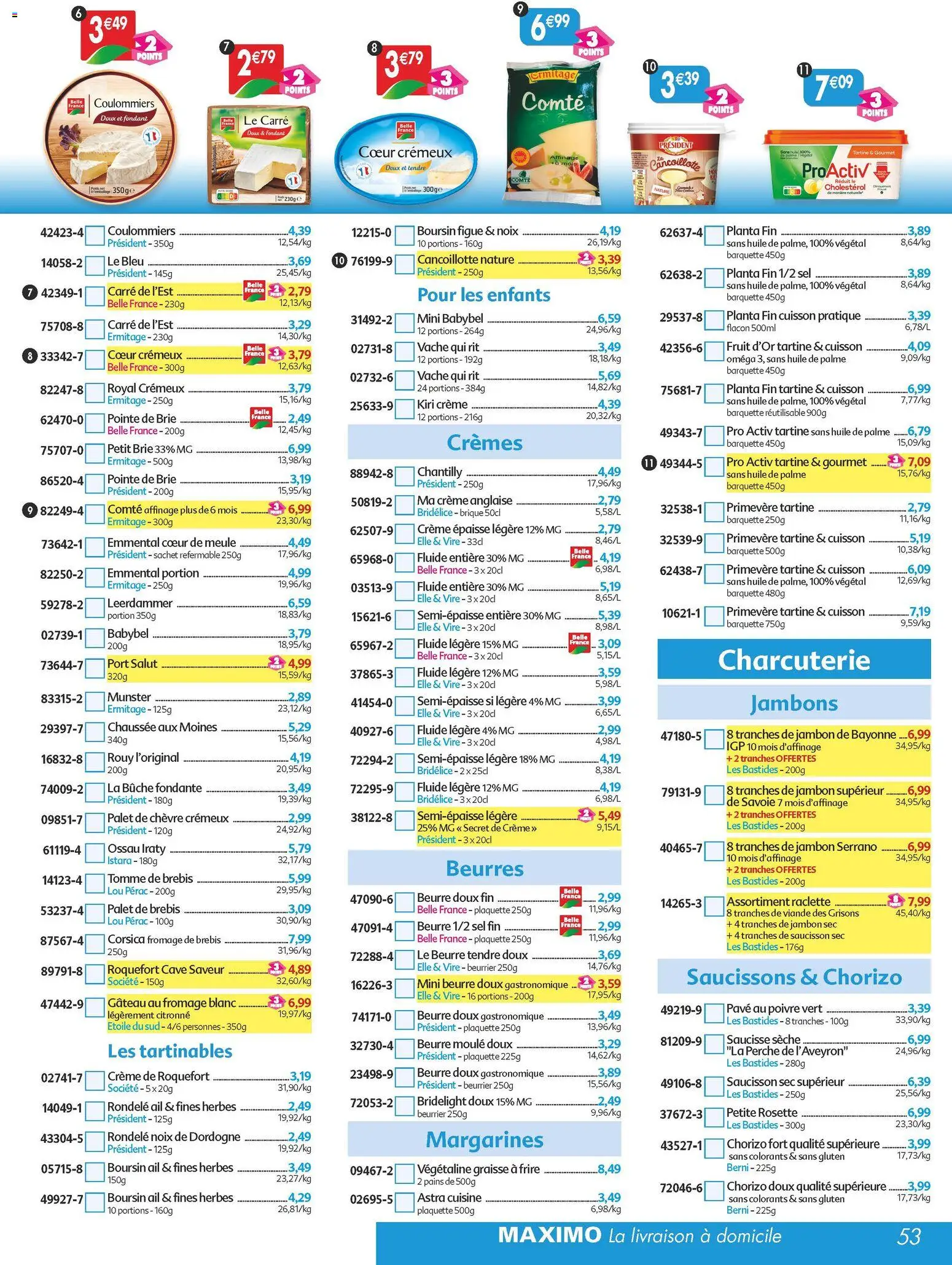 {H1} | Page: 53 | Produits: Chorizo, Sel, Jambon, Noix