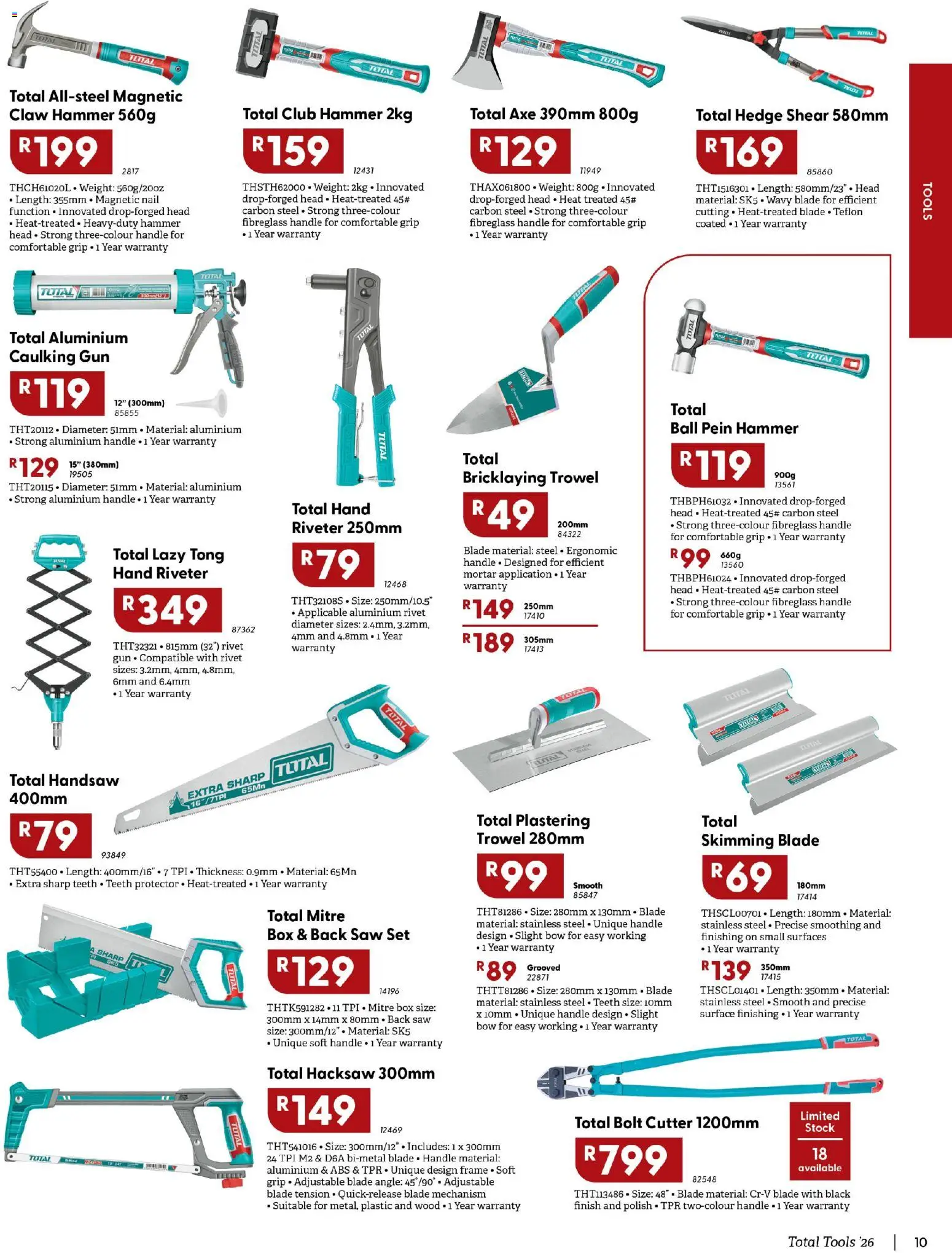 New Brights Hardware catalogue – valid from 25.04.2026 | Page: 11 | Products: Cutter, Hammer, Hacksaw, Stock