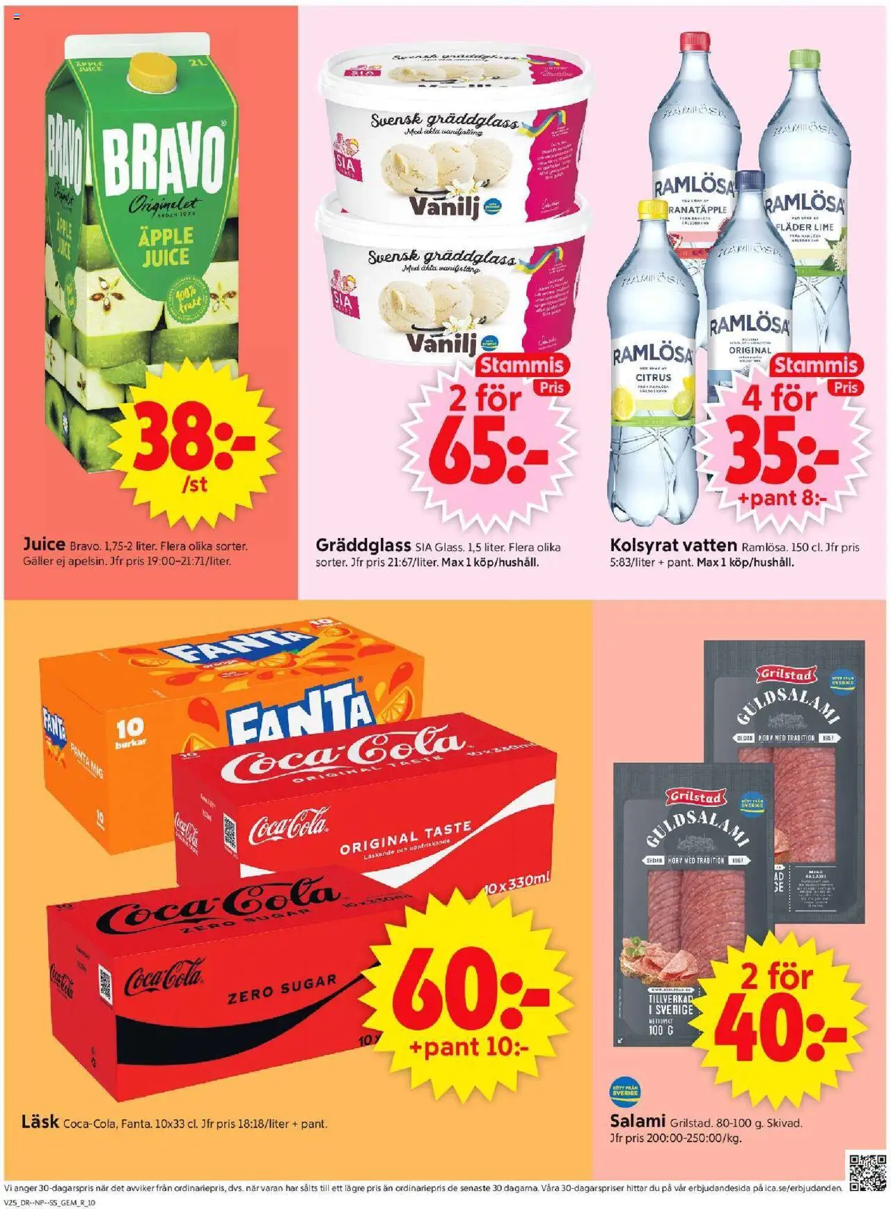 ICA Supermarket reklamblad aktuell från 16.06.2025 | Sida: 12 | Produkter: Coca cola zero, Galler, Coca cola, Salami