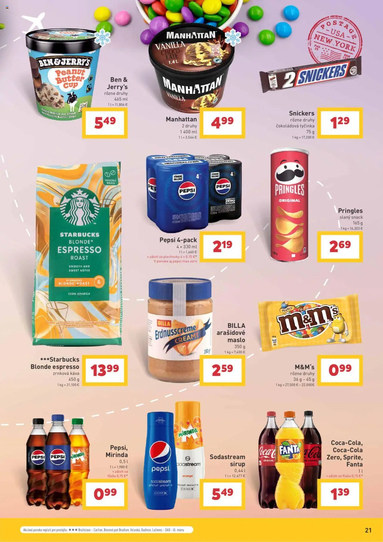 Billa spoznávajte svet a jeho chute │ platný od 30.07.2025 | Strana: 21 | Produkty: Fanta, Pepsi, Mirinda, Zrnková káva