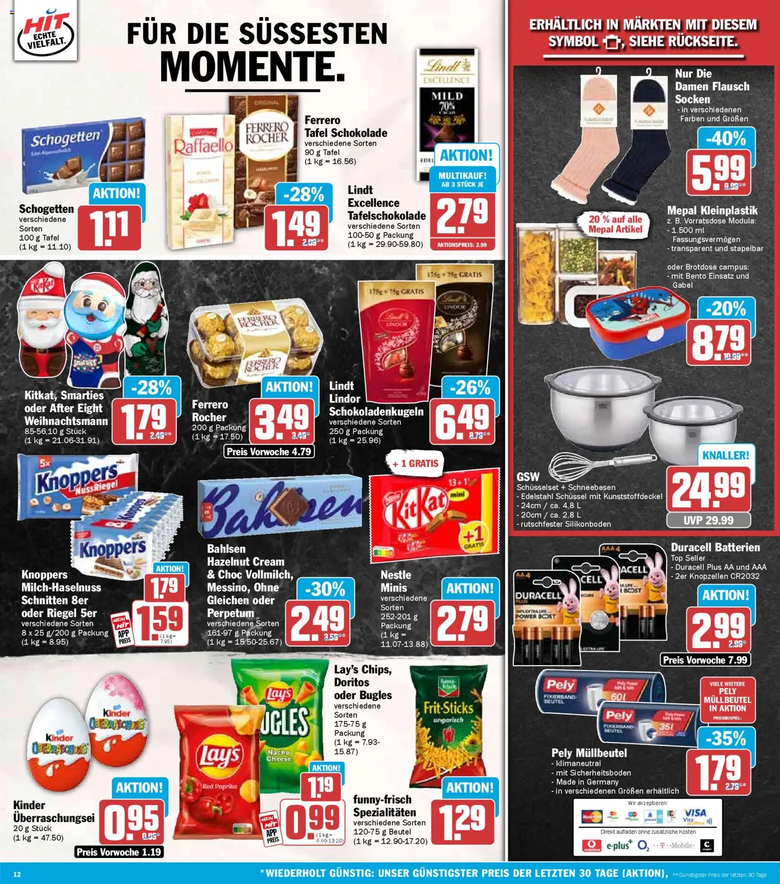 HIT Prospekt 	 – gültig ab 24.11.2025 | Seite: 12 | Produkte: Top, Raffaello, Schogetten, Lindt