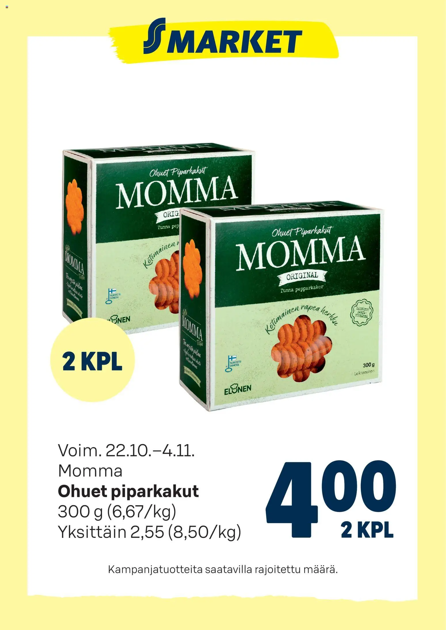 S-market tarjoukset Momma piparit – voimassa 22.10.2025 alkaen | Sivu: 1