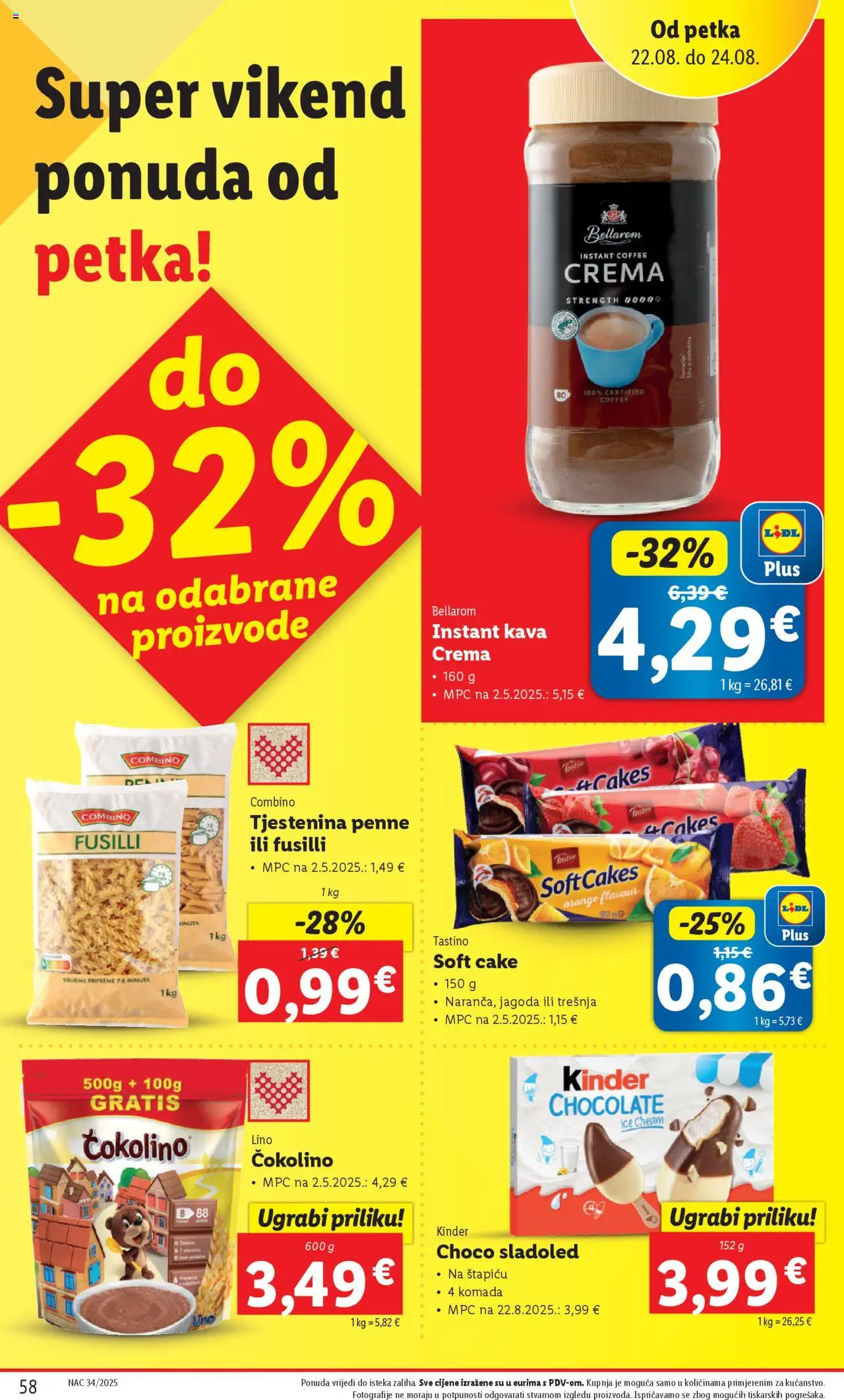 Lidl katalog | vrijedi od 18.08.2025 | Stranica: 58 | Proizvodi: Kava, Tjestenina, Sladoled, Pasta
