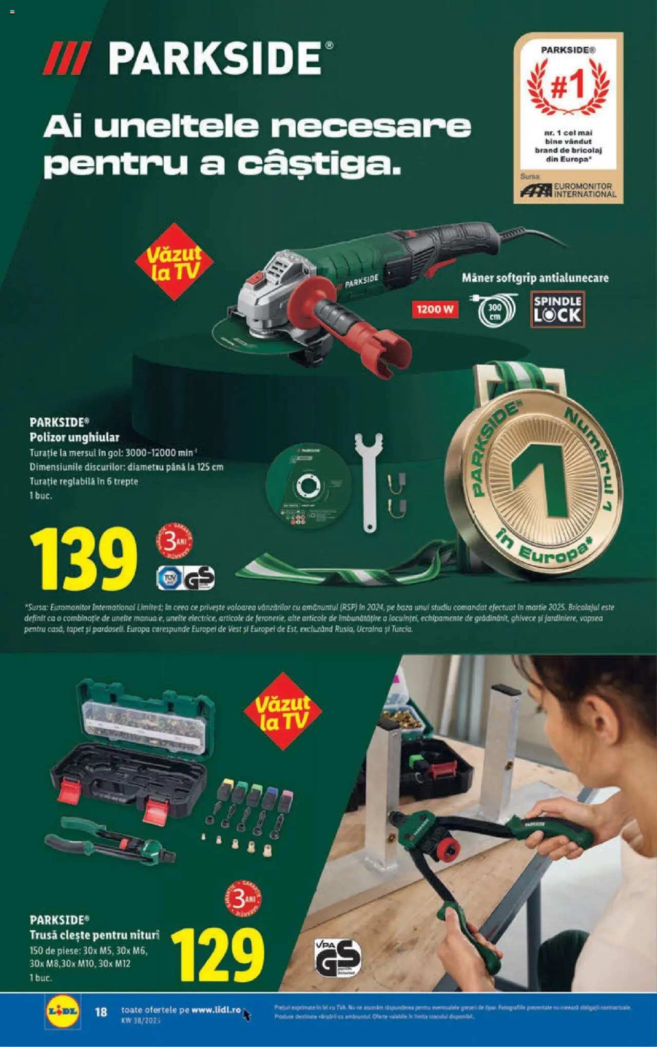 Noul catalog Lidl – valabil de la 15.09.2025 | Pagină: 18 | Produse: Clește, Polizor, Vopsea, Mâner