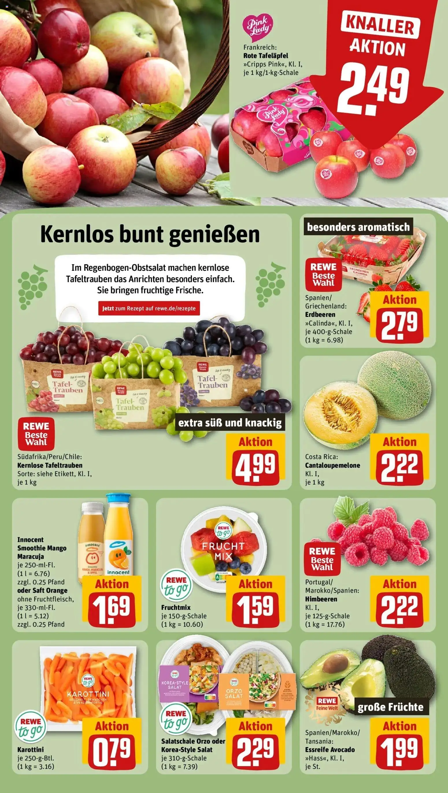 Rewe Prospekt Püttlingen	 – gültig ab 12.04.2026 | Seite: 4 | Produkte: Himbeeren, Äpfel, Avocado, Saft
