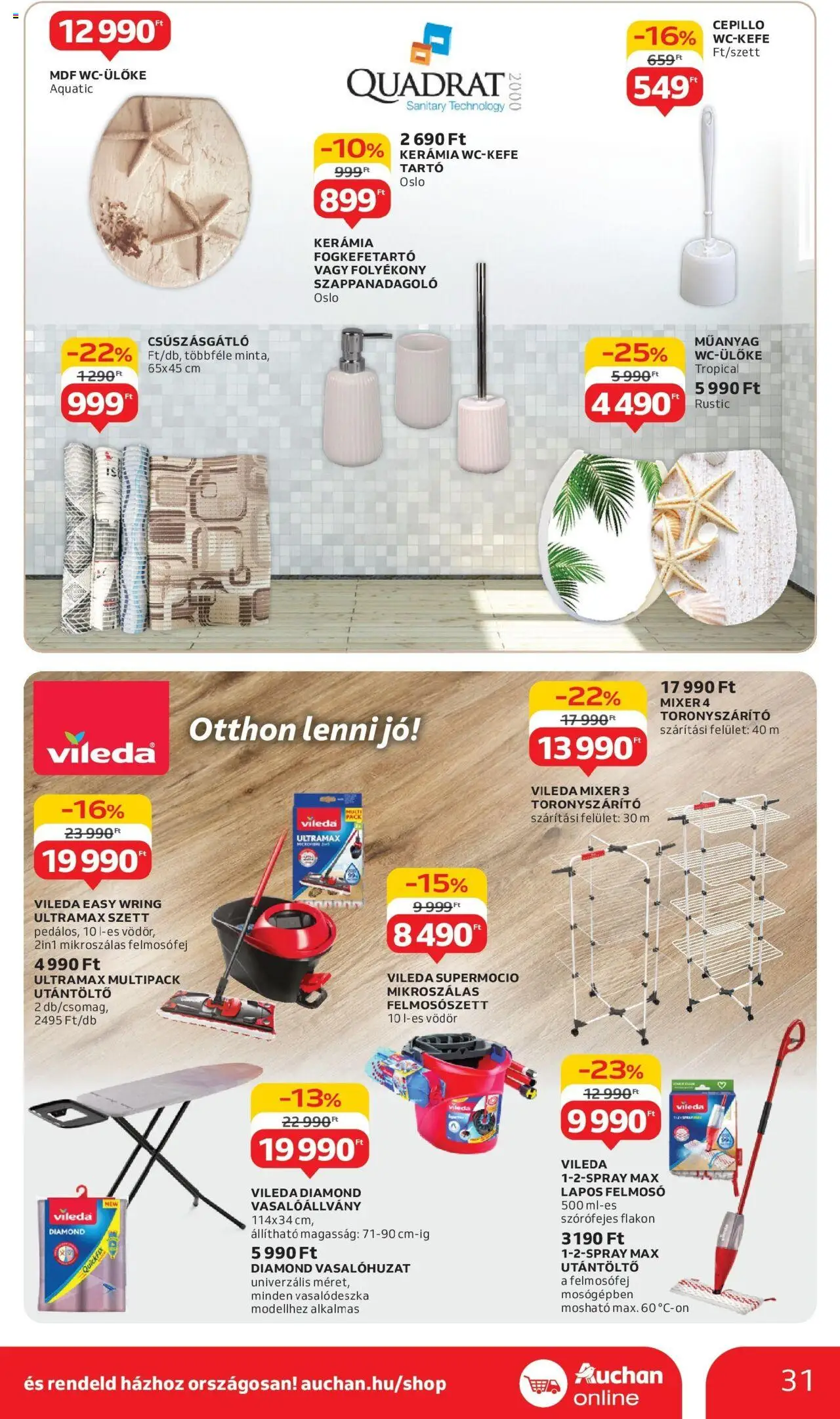 Auchan akciós ujság - amely érvényes a következő dátumtól: 29.05.2025 | Oldal: 31 | Termékek: Wc-ülőke, Vasalóállvány, Vasalódeszka, Felmosófej
