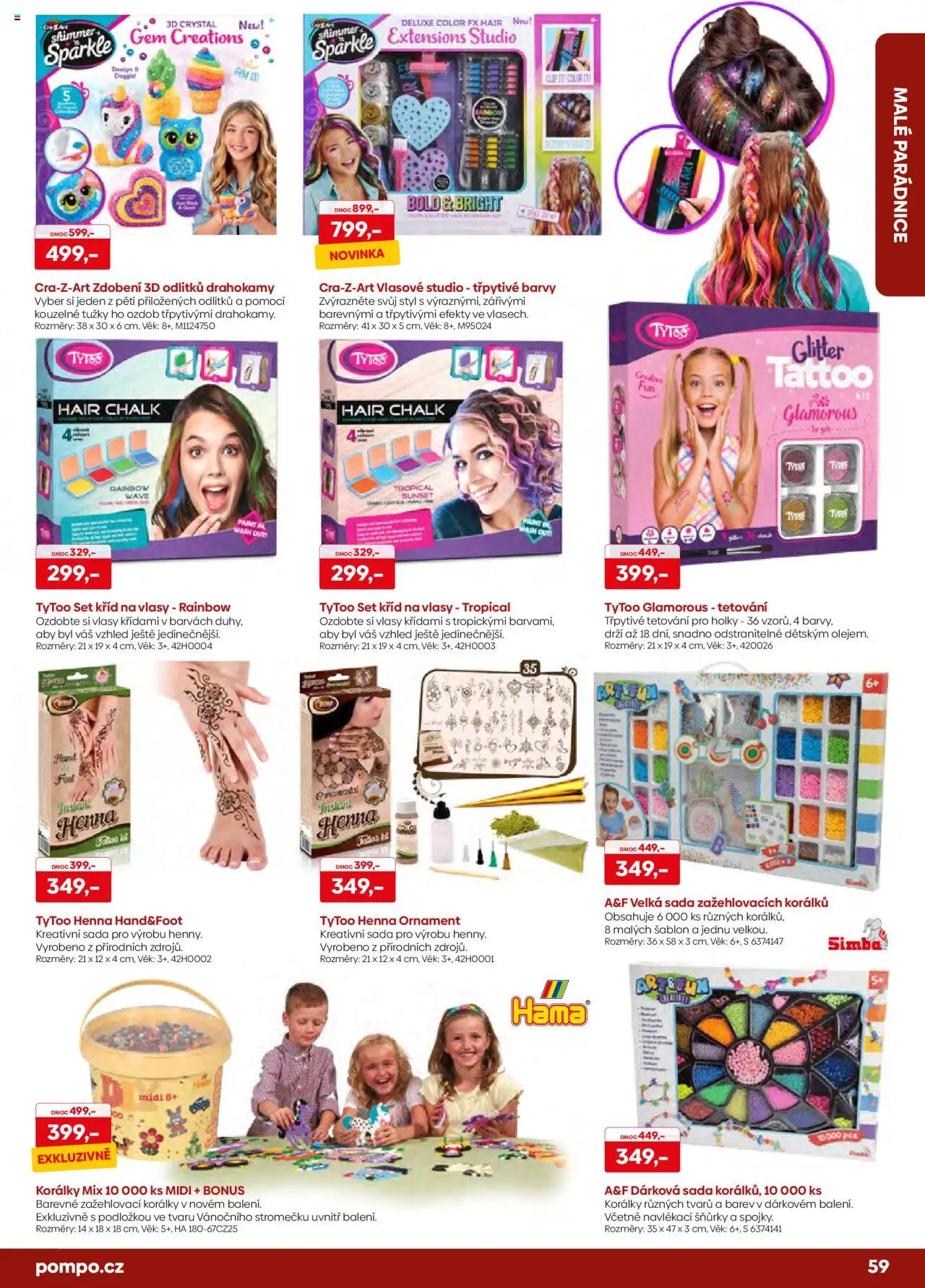 POMPO katalog Vánoce 2025 od 16.10.2025 | Strana: 59 | Produkty: Korálky, Henna, Kreativní sada, Barvy