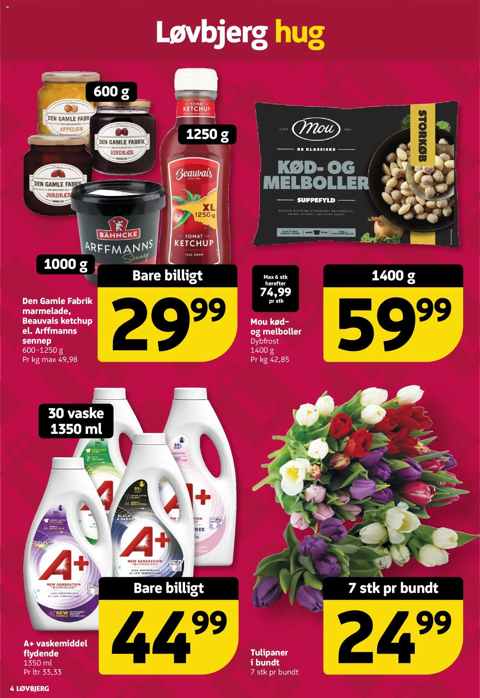 Løvbjerg tilbudsavis – gyldig fra 13.02.2026 | Side: 4 | Produkter: Jordbær, Ketchup, Hindbær, Marmelade