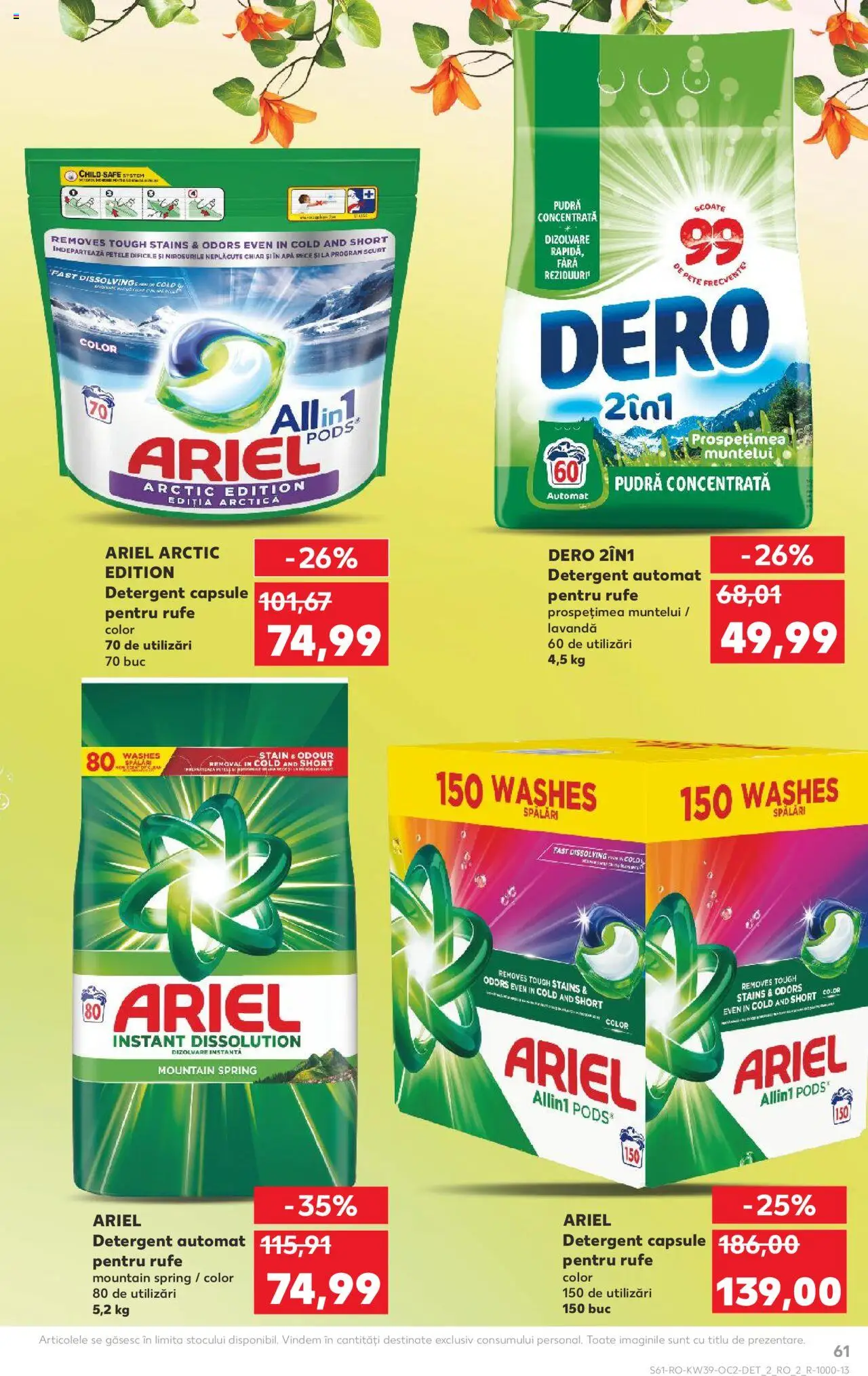 Kaufland RO akciós ujság - amely érvényes a következő dátumtól: 24.09.2025 | Oldal: 61 | Termékek: Ariel