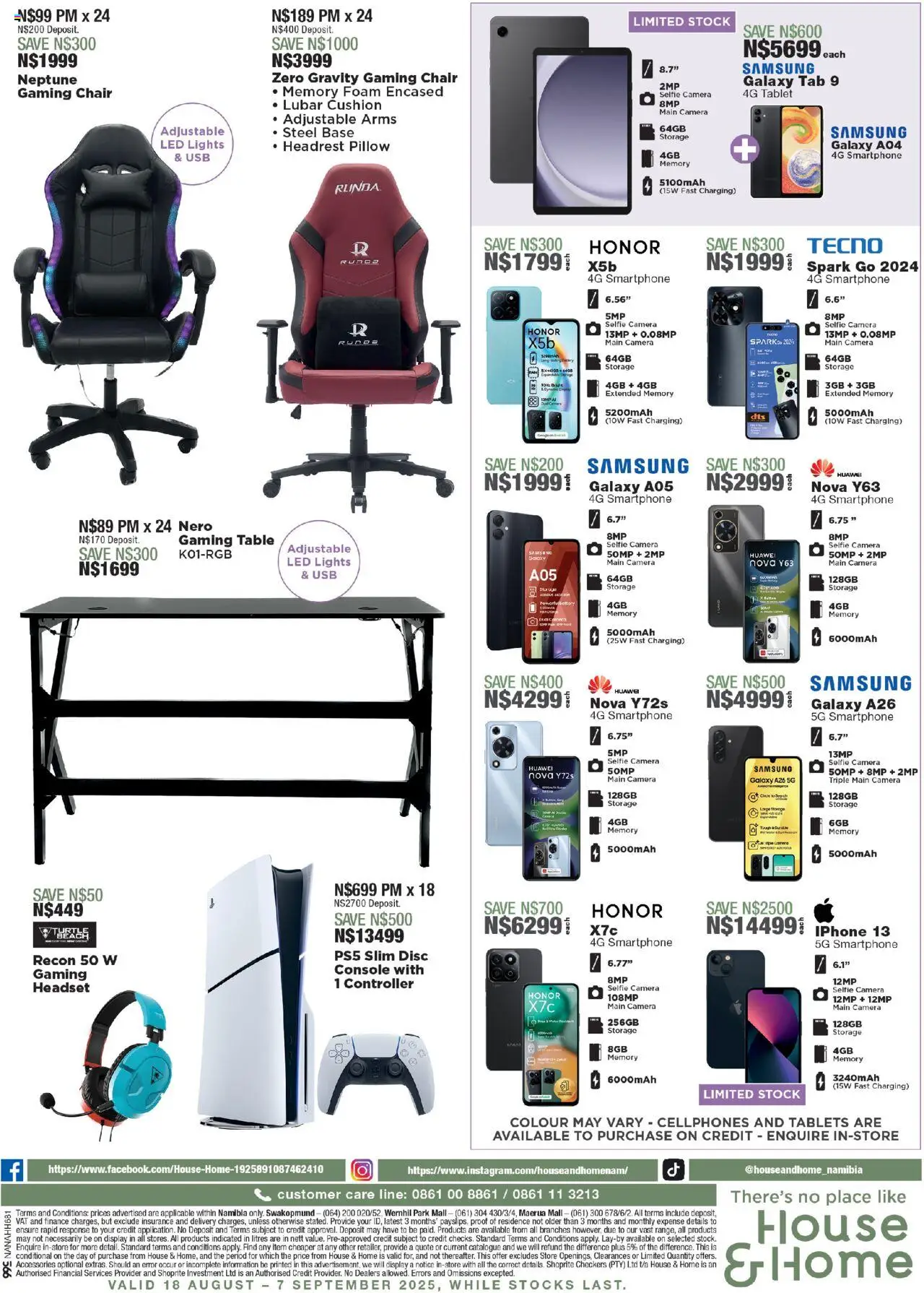 House and Home - Namibia Catalogue │ valid from 18.08.2025 | Page: 16 | Products: Smartphone, Camera, Chair, Stock