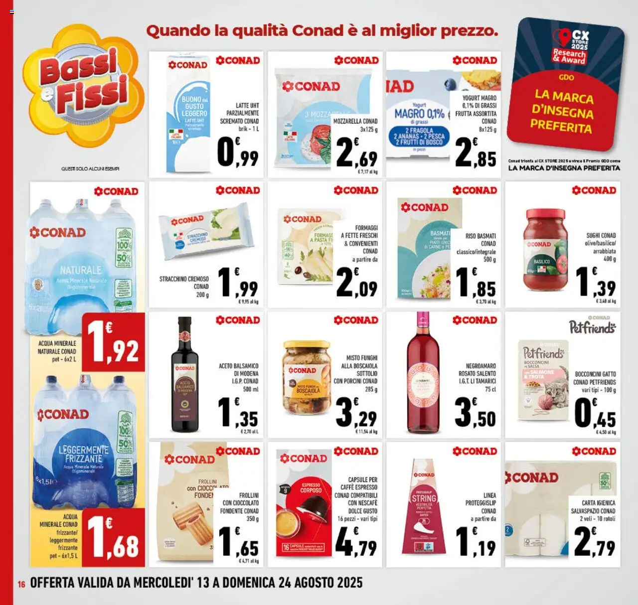 Volantino Conad del 13.08.2025 | Pagina: 16 | Prodotti: Cioccolato, Pasta, Pesca, Funghi