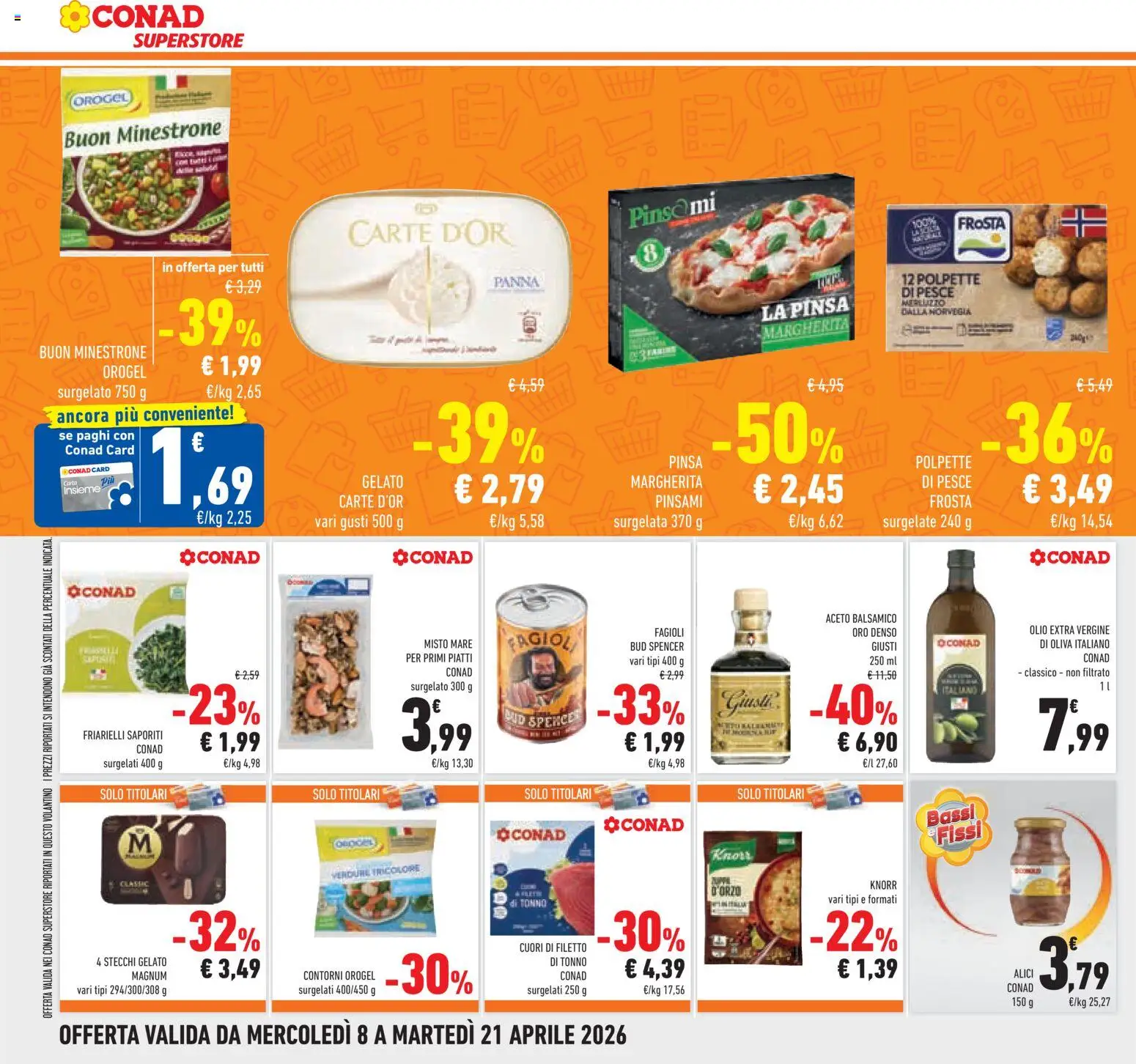 Volantino Conad del 08.04.2026 | Pagina: 22 | Prodotti: Pesce, Gelato, Verdure, Tonno