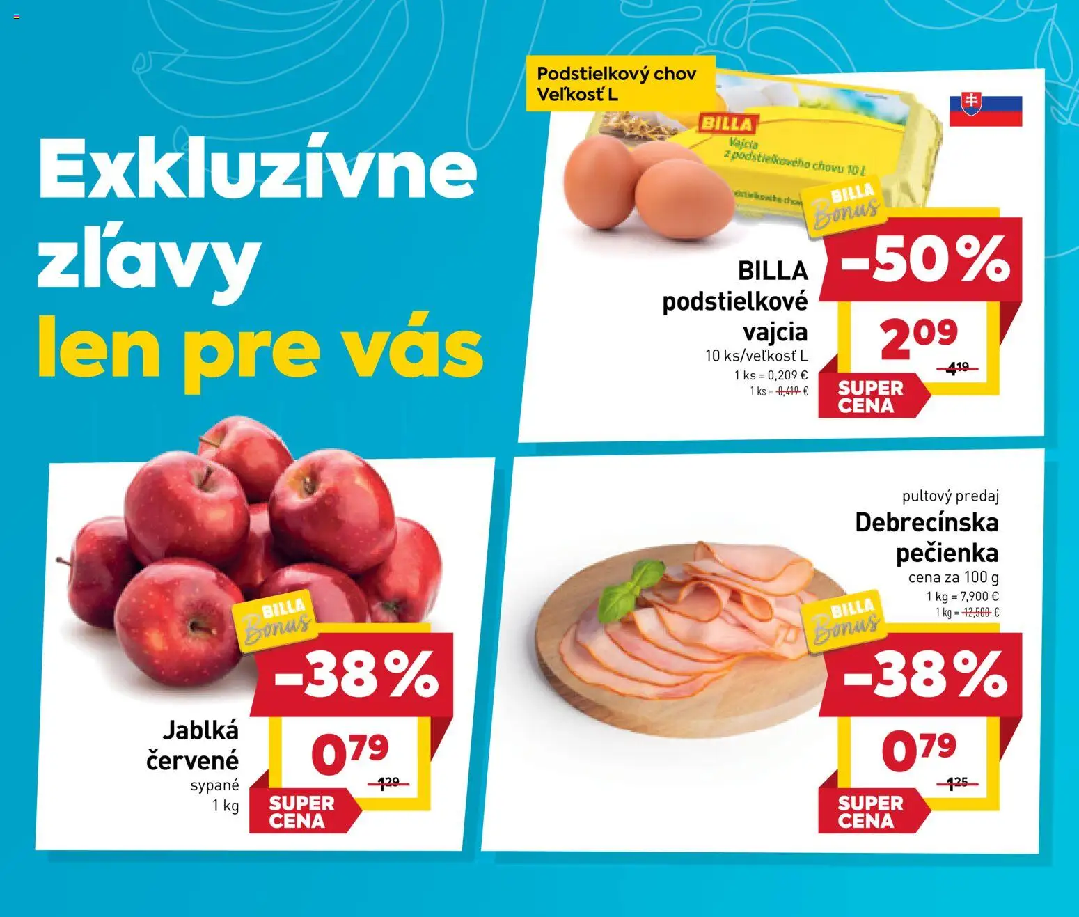 Nové Billa akcie – leták je platný od 12.11.2025 | Strana: 2 | Produkty: Vajcia, Jablká