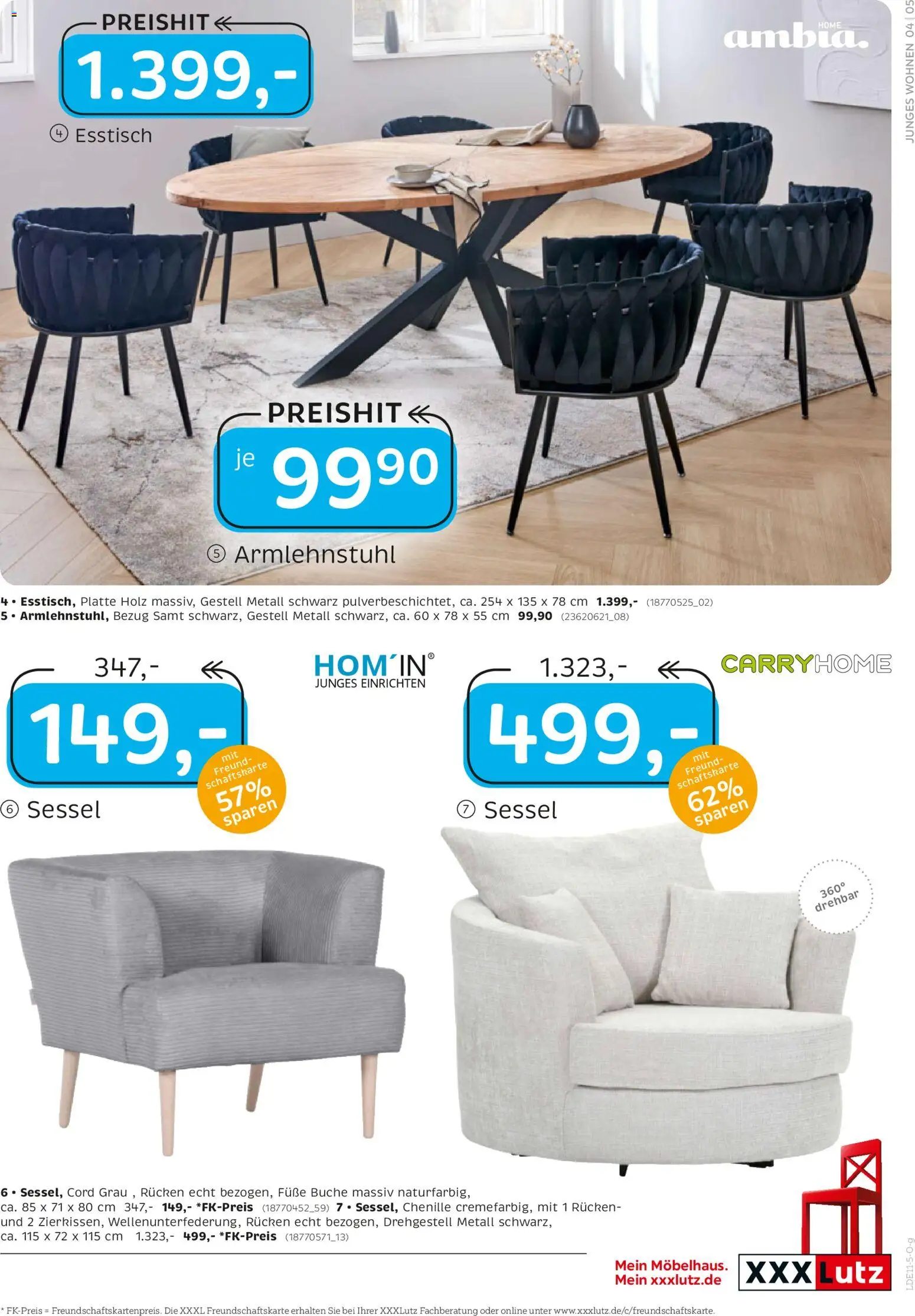 XXXL Lutz Junges Wohnen – gültig ab 16.11.2025 | Seite: 5 | Produkte: Esstisch, Sessel