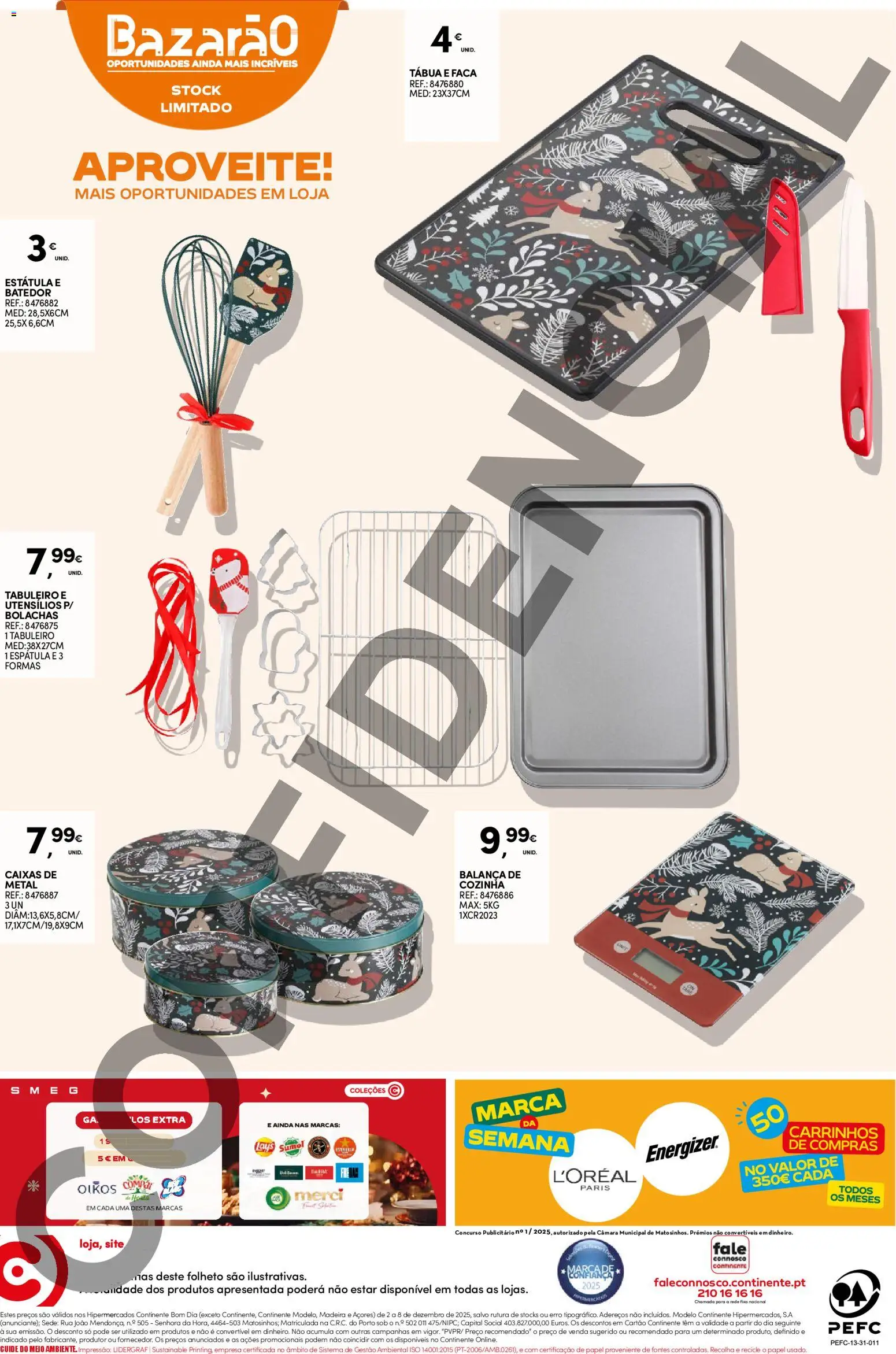 Continente Semanal Continente Bom Dia │ válido de 02.12.2025 | Página: 28 | Produtos: Espátula, Faca, Batedor, Bolachas