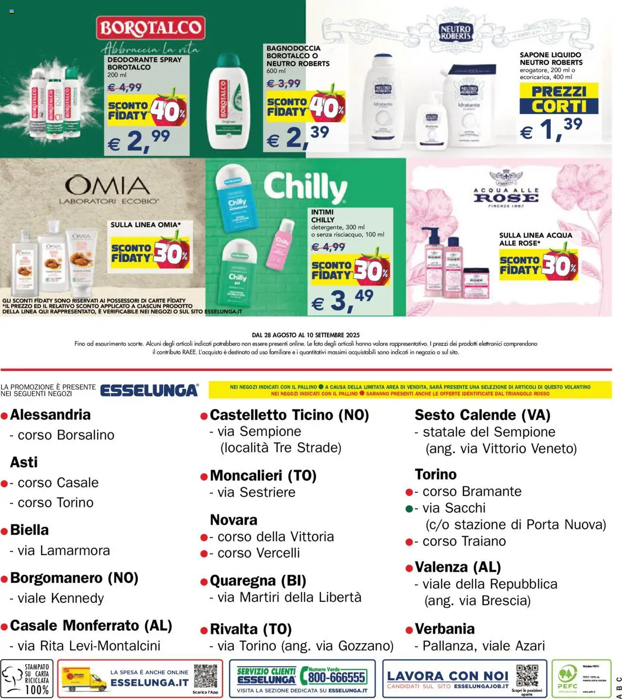 Volantino Esselunga S del 28.08.2025 | Pagina: 28 | Prodotti: Sapone, Deodorante, Acqua