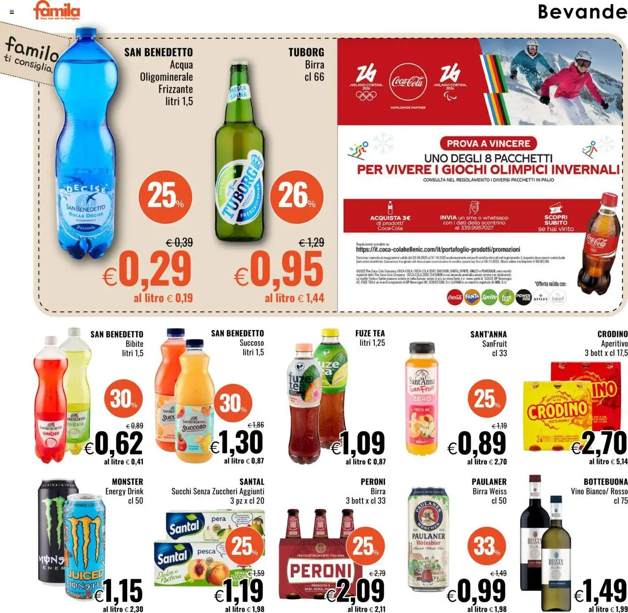 Volantino Famila del 02.10.2025 | Pagina: 16 | Prodotti: Acqua, Pesca, The, Bibite