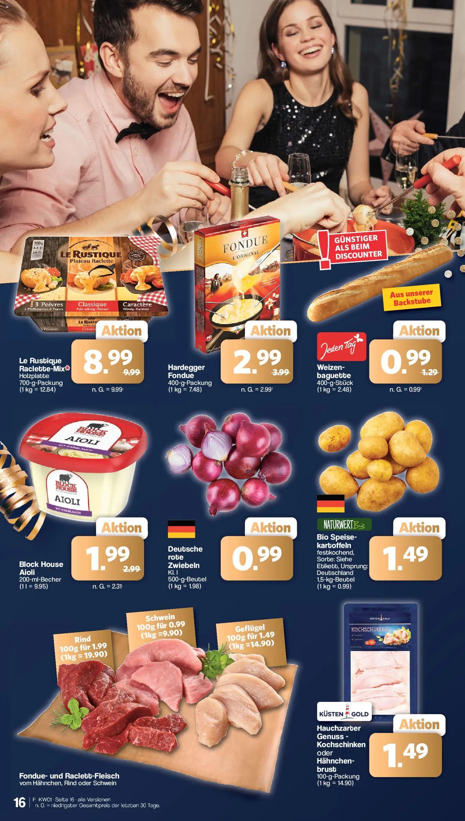 Famila Nordwest Prospekt 	 – gültig ab 29.12.2025 | Seite: 16 | Produkte: Baguette, Kartoffeln, Zwiebeln, Raclette