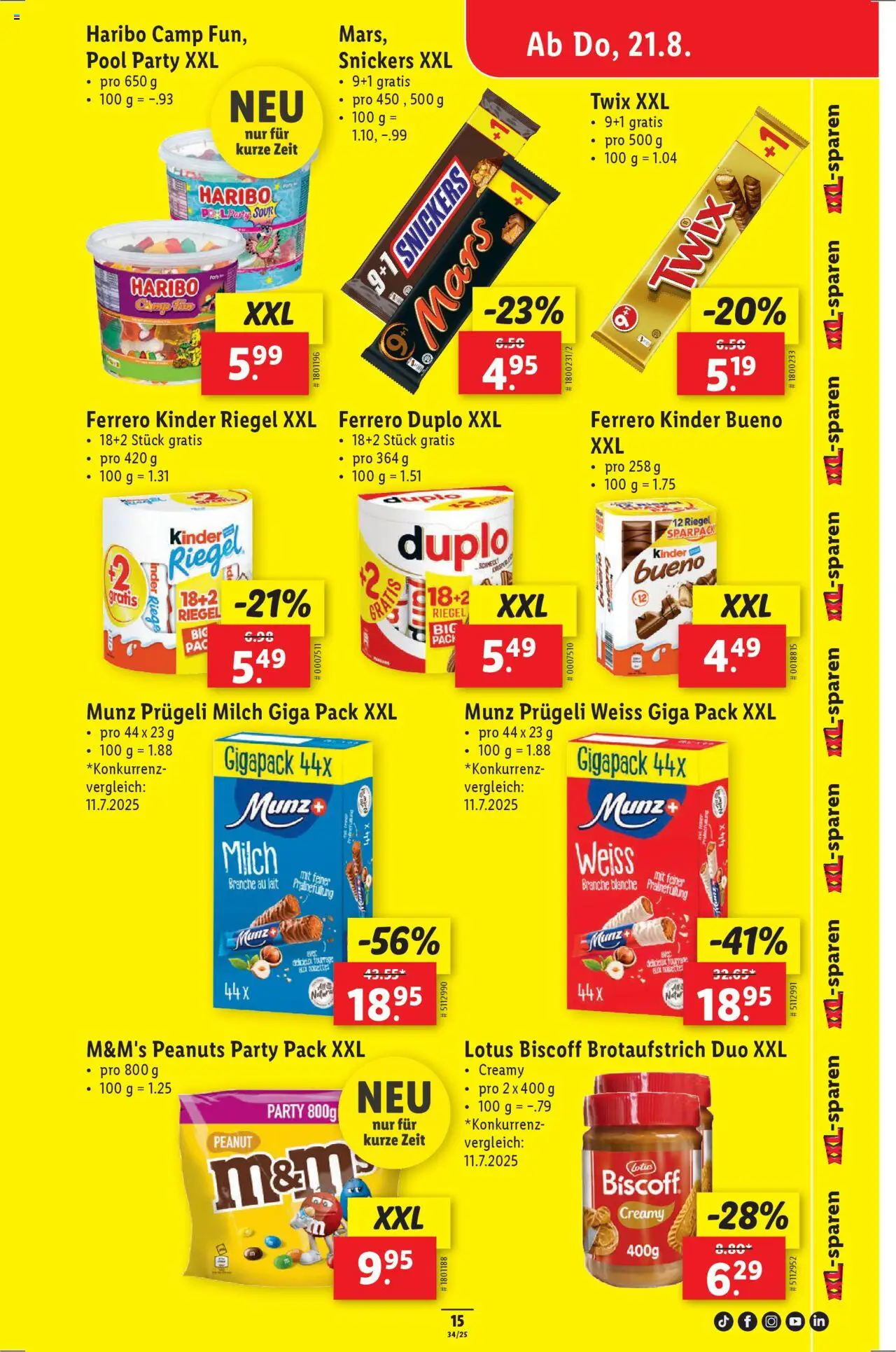 Lidl Aktionen ab 21.08.2025 | Seite: 17 | Produkte: Snickers, Mars, Twix, Milch