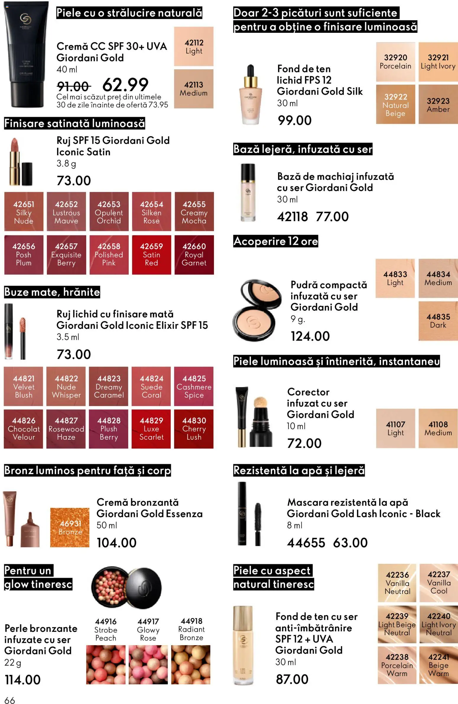 Noul catalog Oriflame – valabil de la 21.01.2026 | Pagină: 66 | Produse: Perle bronzante, Elixir, Pudră, Ruj
