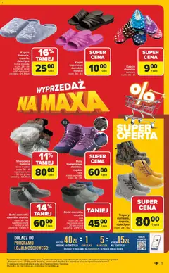 Pogląd oferty "Carrefour Gazetka - Wyprzedaż" - ważna od 15.12.2025 | Strona: 15 | Produkty: Baleriny, Buty, Kapcie, Klapki