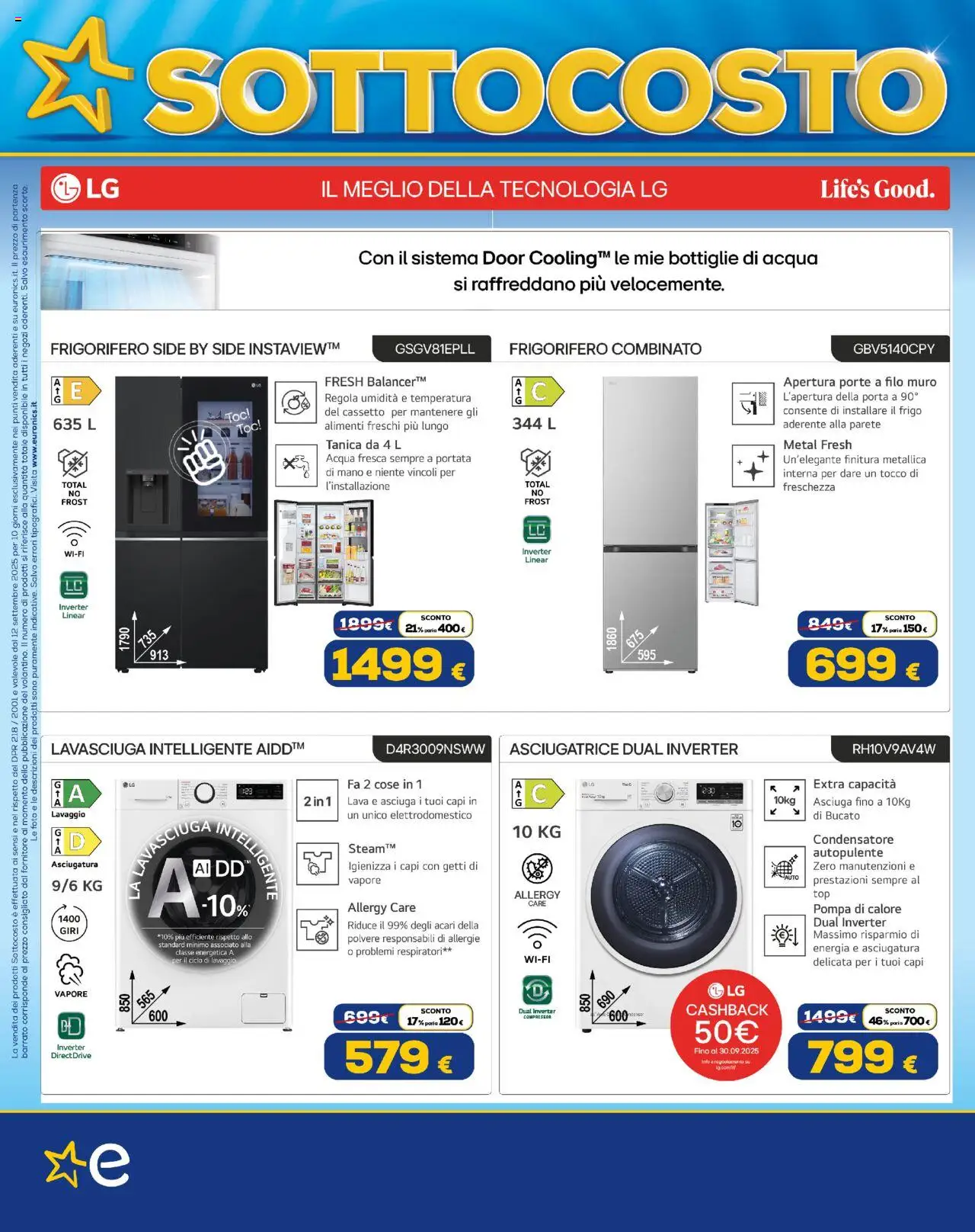 Volantino Euronics del 12.09.2025 | Pagina: 16 | Prodotti: Lavasciuga, Asciugatrice, Tanica, Frigorifero
