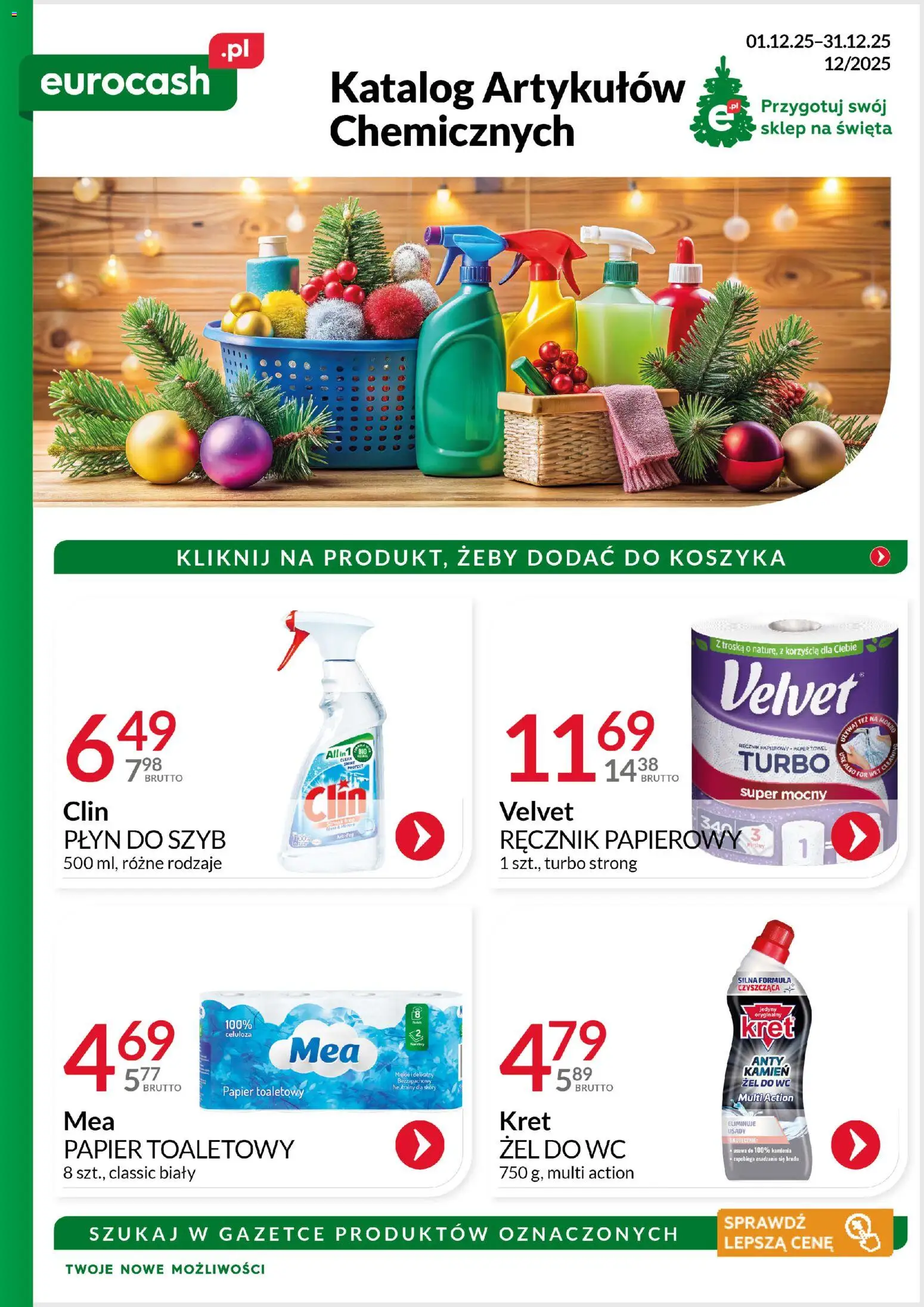 Eurocash Gazetka - Katalog Artykułów Chemicznych od 01.12.2025 | Strona: 1 | Produkty: Papier toaletowy, Ręcznik papierowy