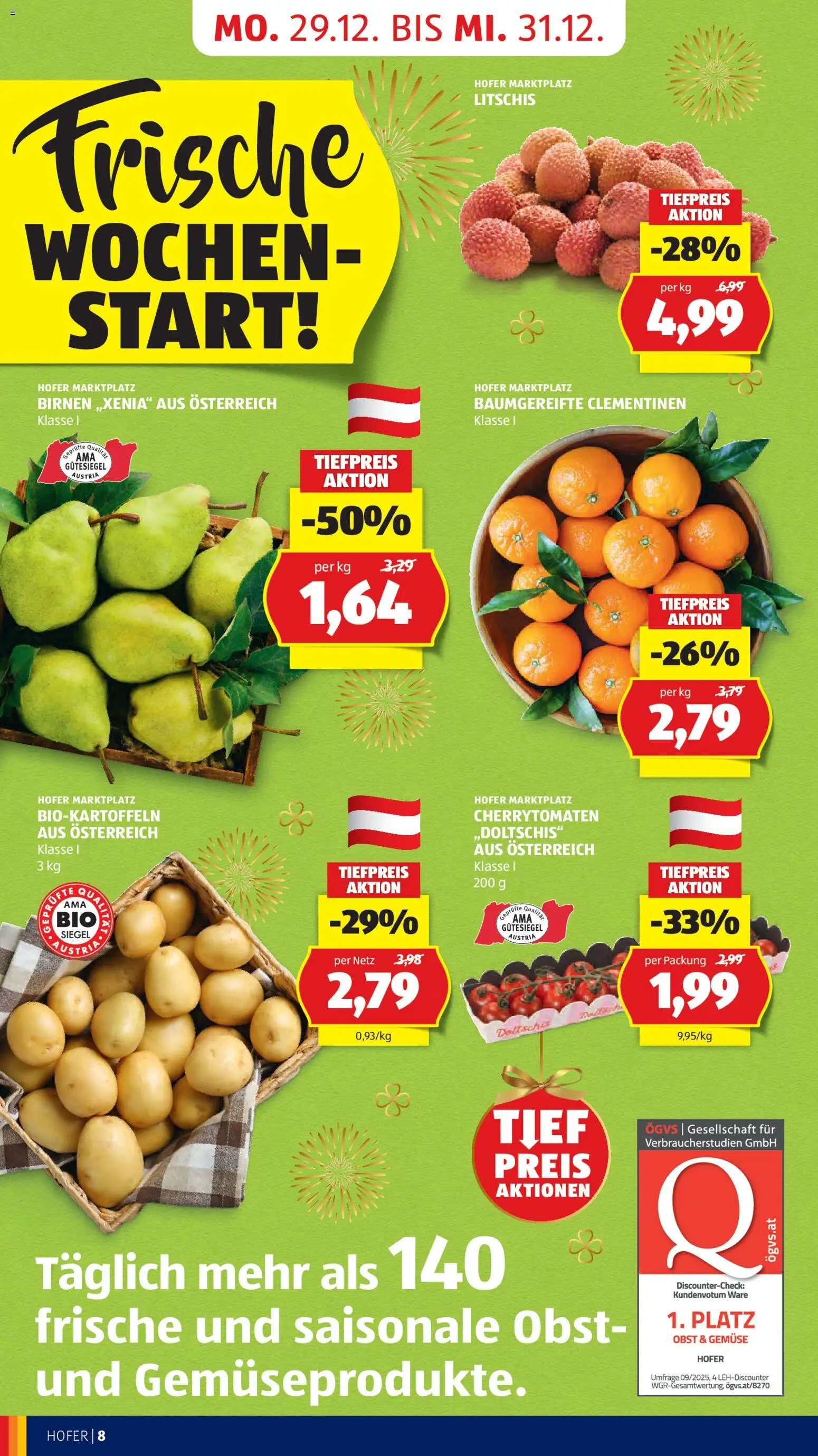 Hofer Flugblatt gültig ab 22.12.2025 | Seite: 10 | Produkte: Gemüse, Obst