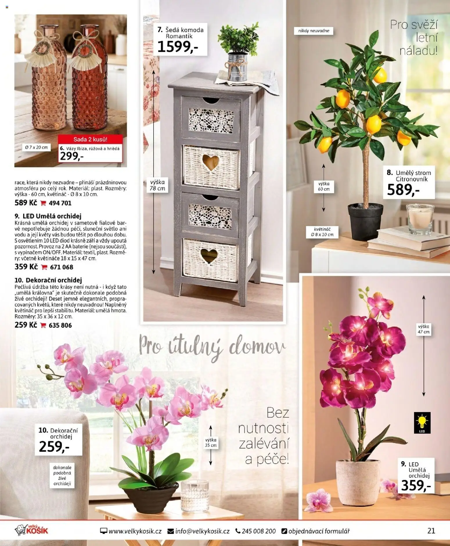 Velký Košík katalog únor 2026 od 01.02.2026 | Strana: 21 | Produkty: Orchidej, Umělá orchidej, Vázy, Baterie