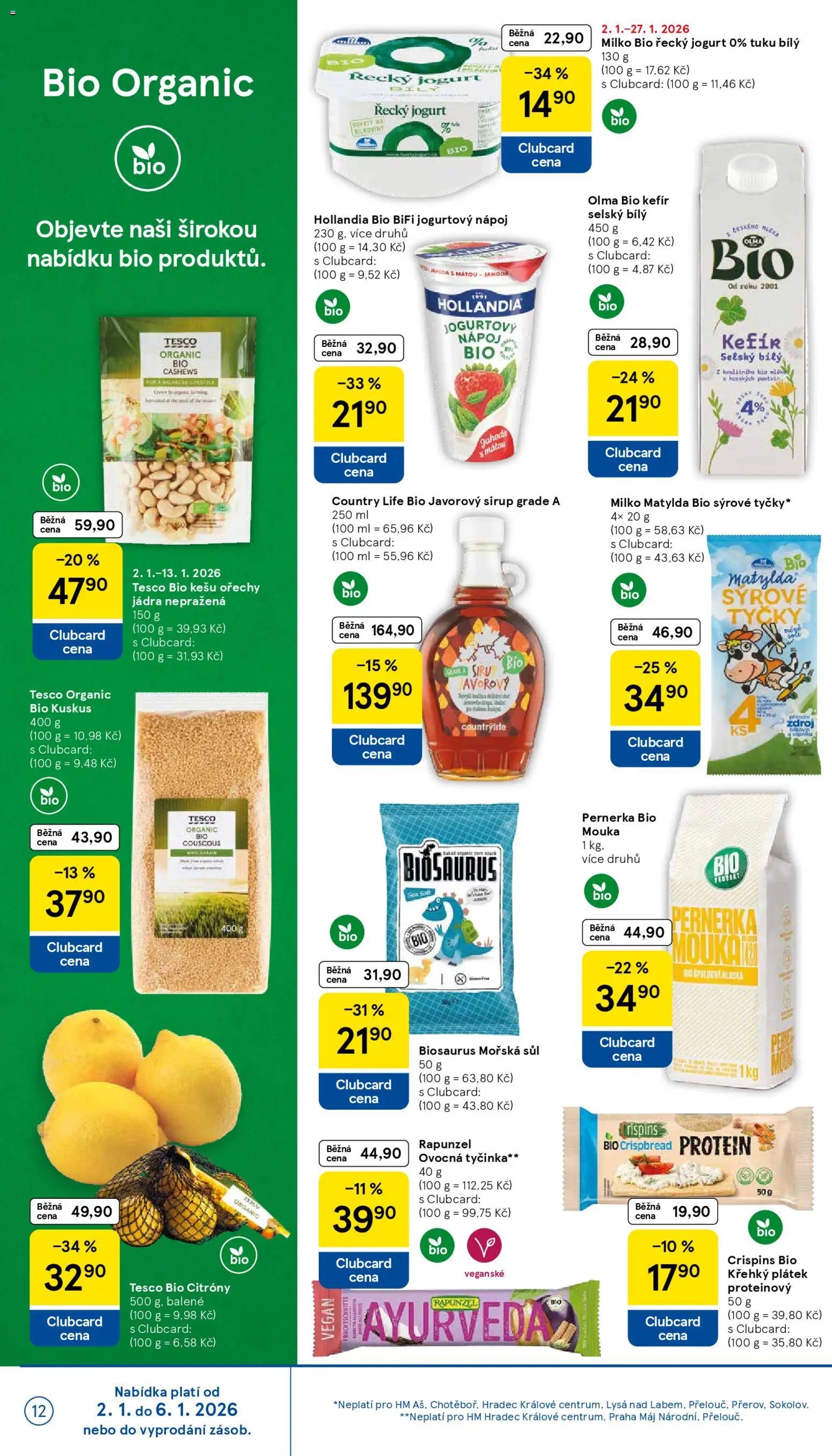 Tesco leták - Hypermarket od 02.01.2026 | Strana: 12 | Produkty: Kešu, Kuskus, Citróny, Protein