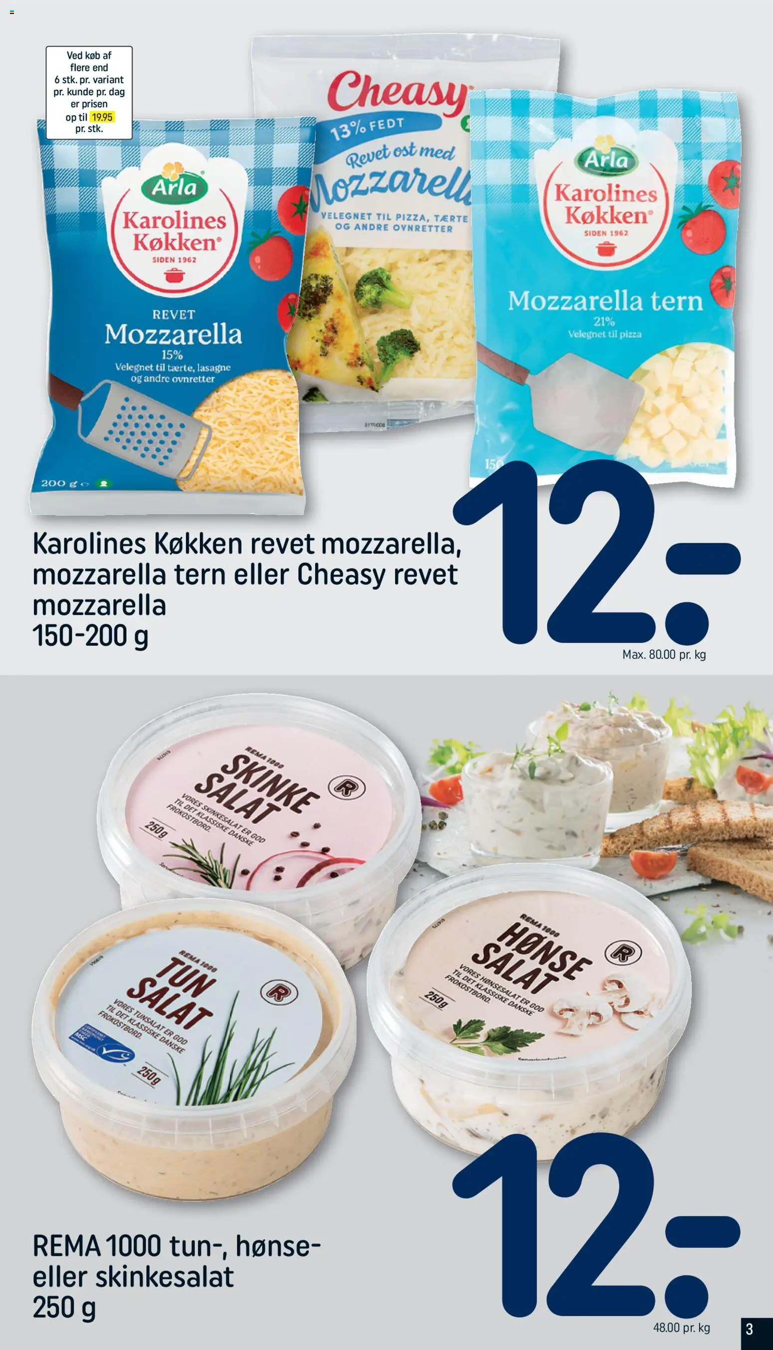 Rema 1000 tilbudsavis – gyldig fra 01.03.2026 | Side: 3 | Produkter: Pizza, Salat, Mozzarella, Skinkesalat