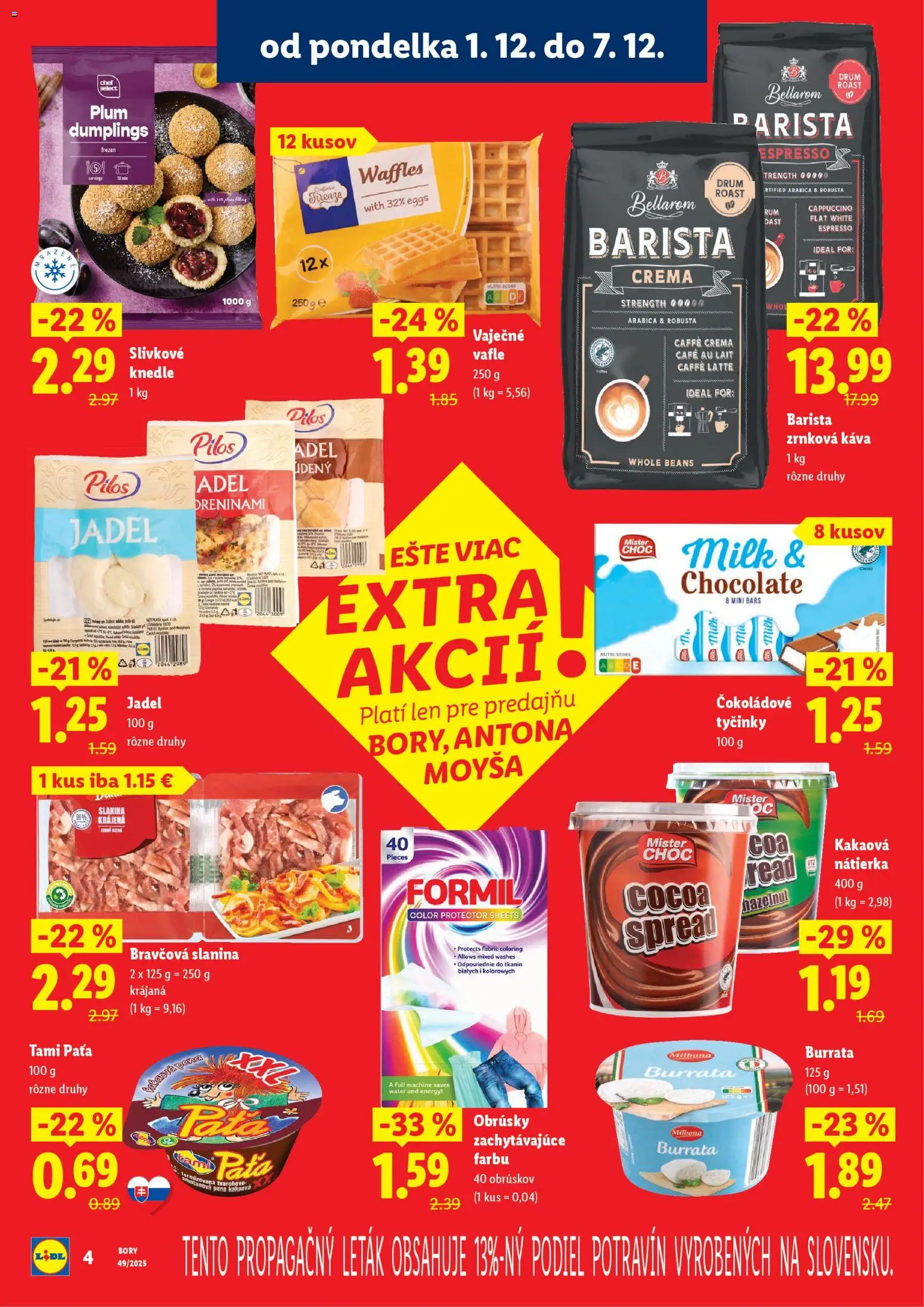 Nové Lidl akcie – leták je platný od 01.12.2025 | Strana: 4 | Produkty: Káva, Barista, Slanina, Zrnková káva