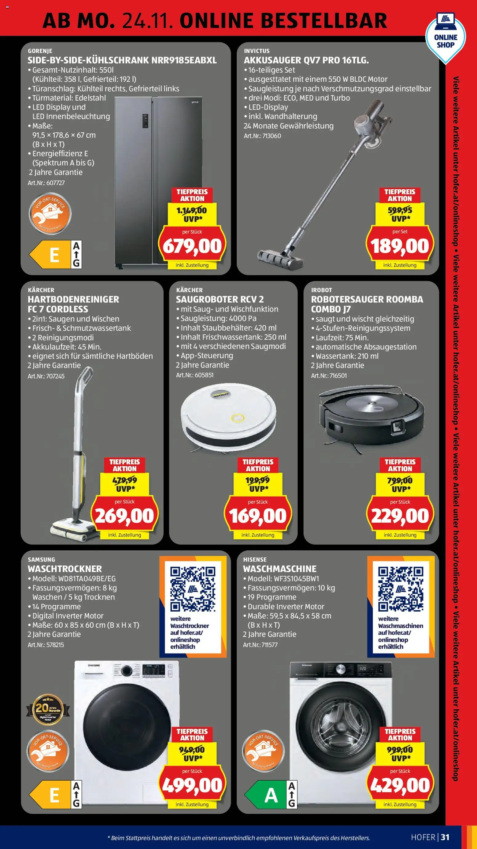 Hofer - Black Friday gültig ab 21.11.2025 | Seite: 45 | Produkte: Waschmaschine, Samsung