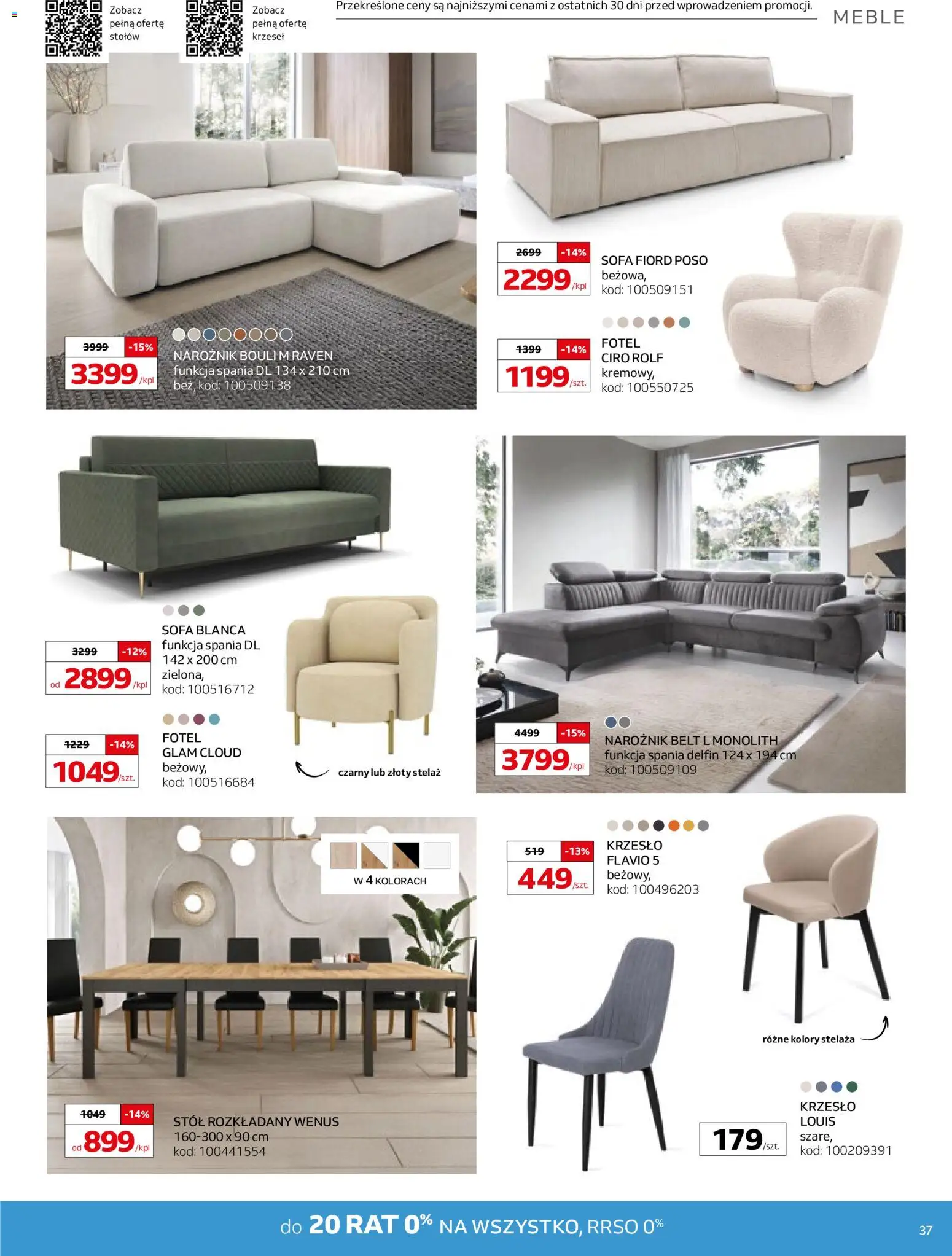 Komfort Gazetka od 07.01.2026 | Strona: 37 | Produkty: Sofa, Fotel, Stół, Krzesło