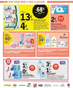 E.Leclerc - Prévisualisation de Biolane, Produits présents en magasin de la gamme Biolane valide à partir de 28.10.2025 | Page: 12 | Produits: Eau minérale, Couches, Lait, Lindt