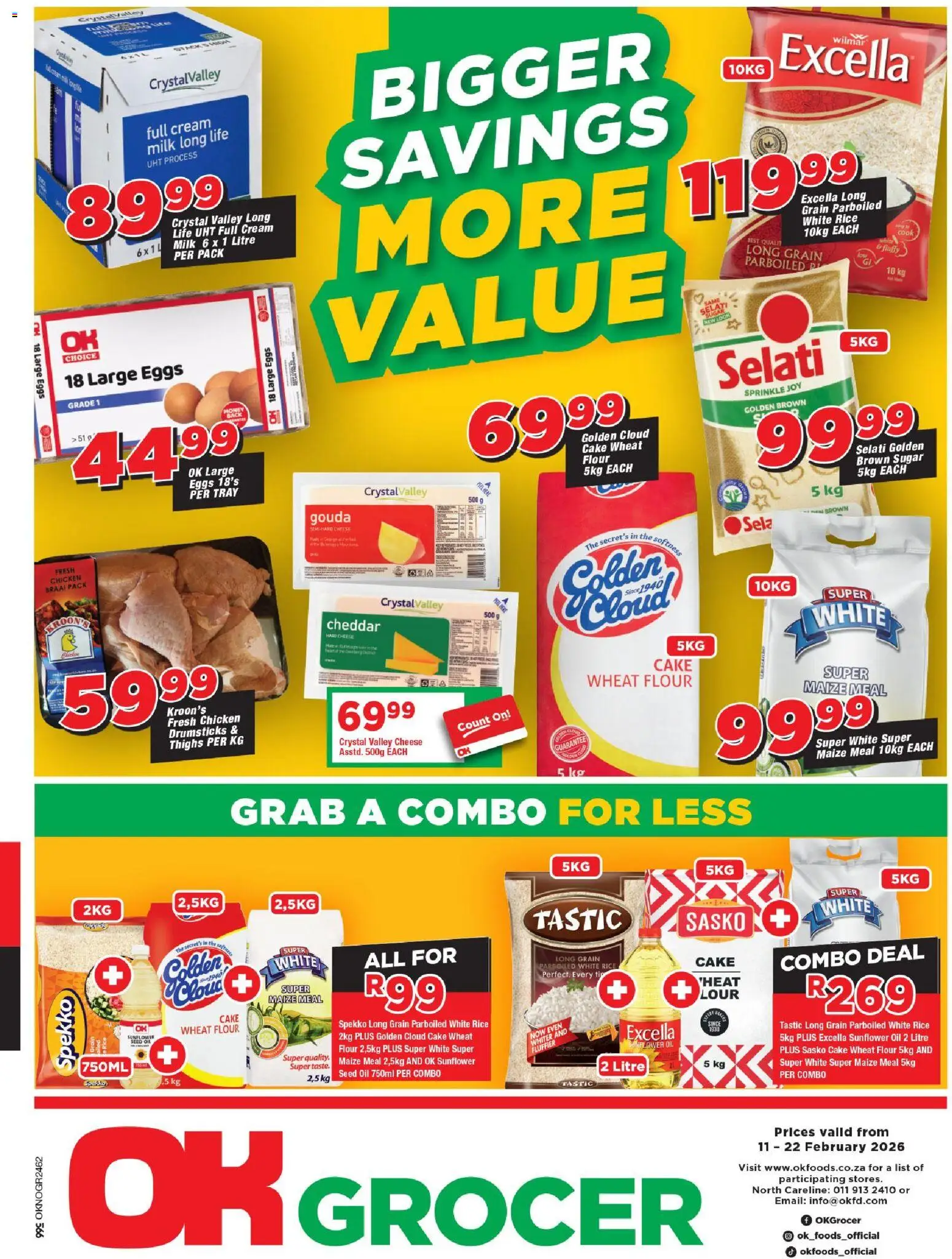 New OK Foods catalogue – valid from 11.02.2026 | Page: 1 | Products: Cake, Chicken, Cream, Sugar