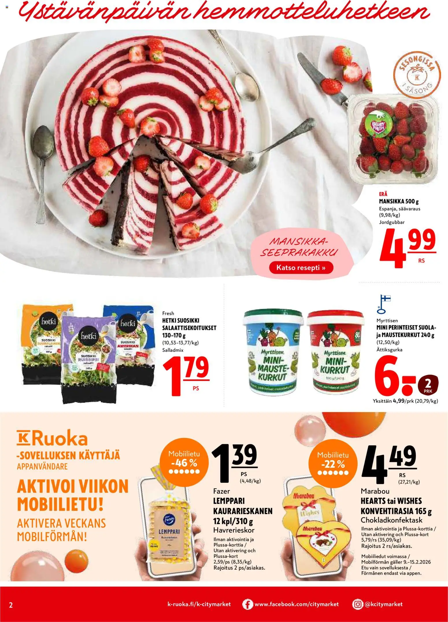 K-Citymarket tarjoukset – voimassa 12.02.2026 alkaen | Sivu: 2 | Tuotteet: Suola, Kurkut