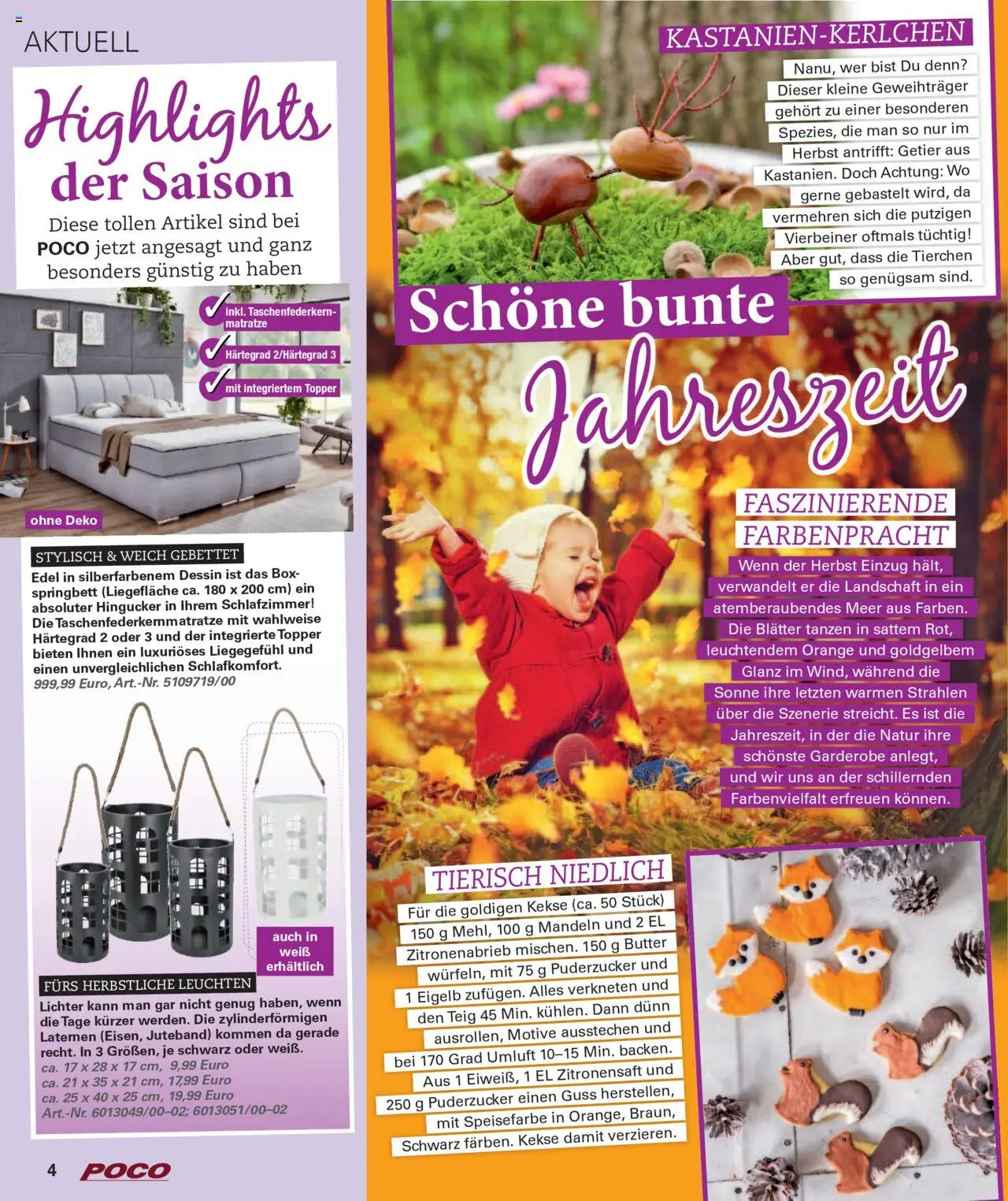 Poco Wohnwelt Herbst 2025 – gültig ab 01.09.2025 | Seite: 4 | Produkte: Matratze, Topper, Box, Kekse