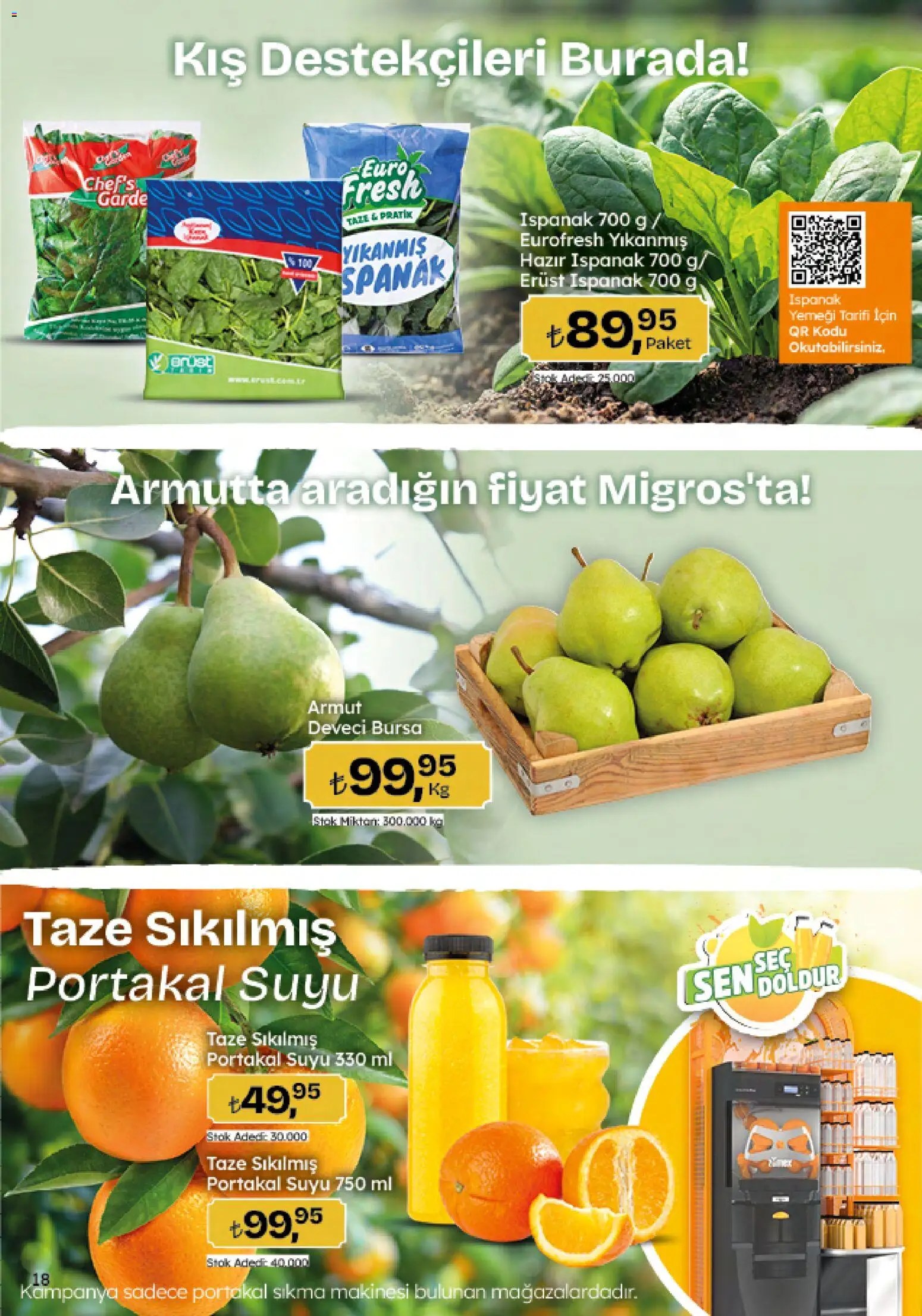 Migros Katalog - 5M Migroskop Dijital - 05.02.2026 tarihinden itibaren geçerlidir | Sayfa: 18 | Ürünler: Ispanak, Portakal, Armut