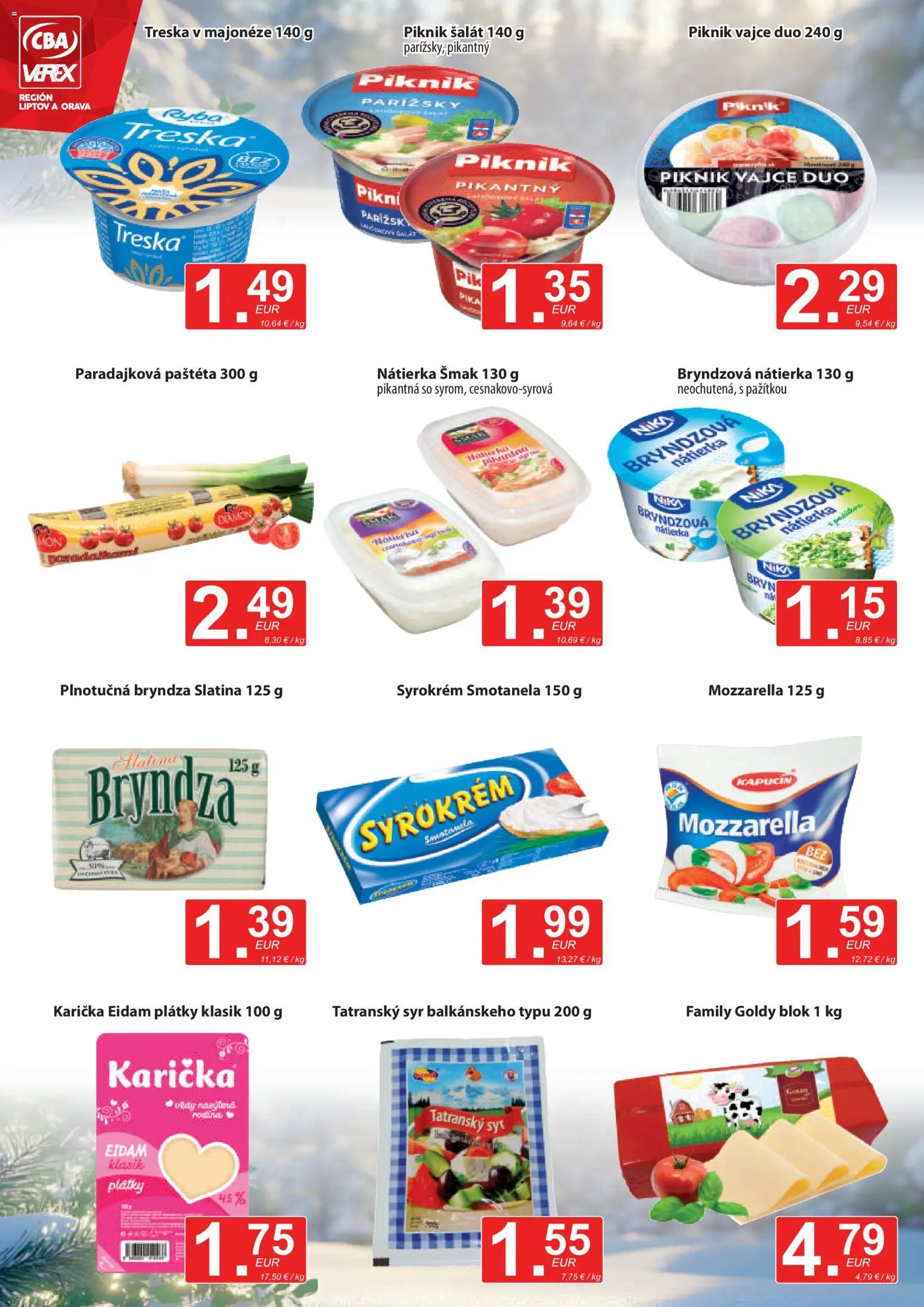 Nové CBA Verex akcie – leták je platný od 22.01.2026 | Strana: 4 | Produkty: Eidam, Bryndza, Ryba, Treska