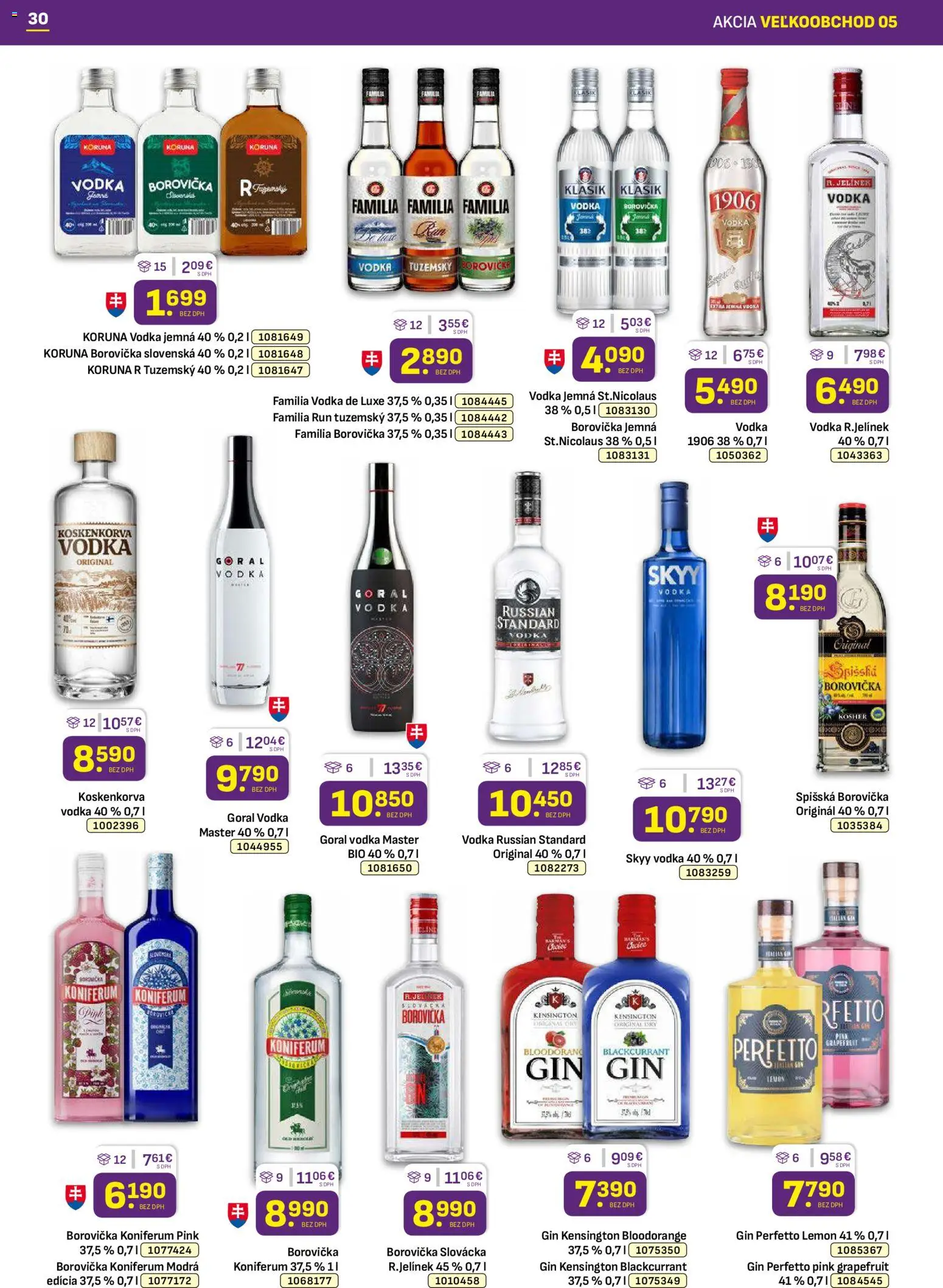 Nové Libex akcie – leták je platný od 02.03.2026 | Strana: 30 | Produkty: Borovička, Koniferum, Gin, Grapefruit