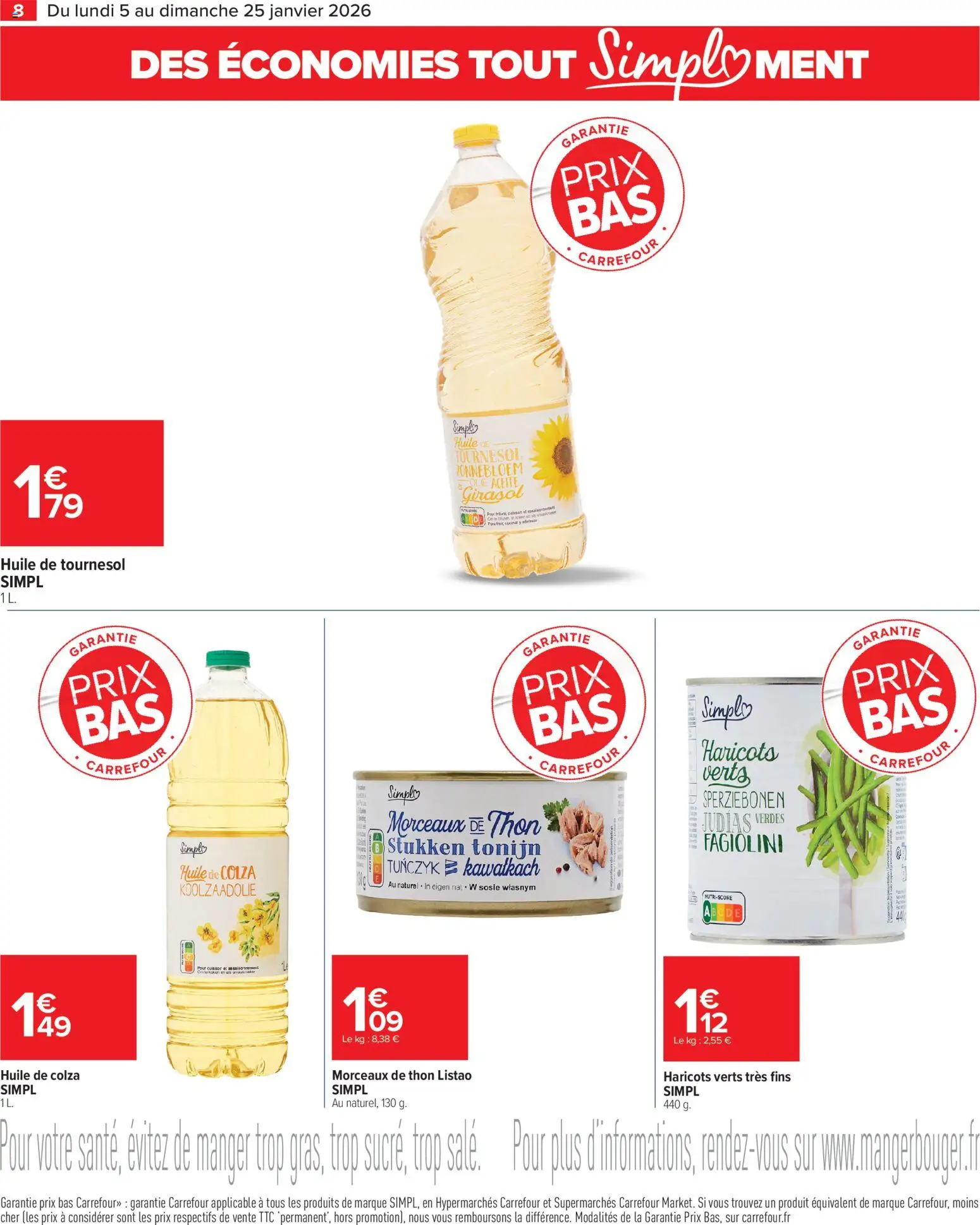 {H1} | Page: 8 | Produits: Haricots verts, Huile de colza, Huile de tournesol, Huile