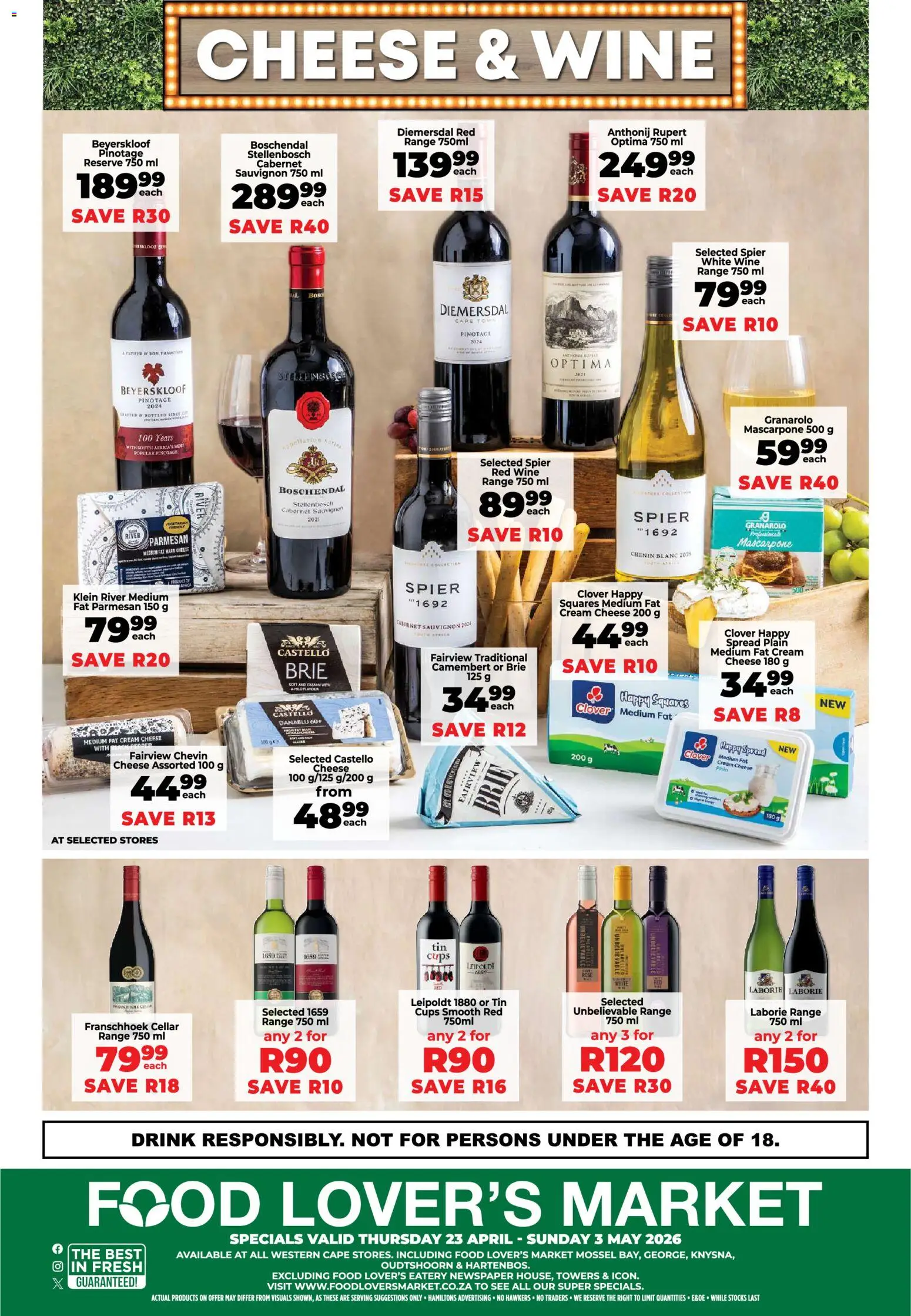 New Food Lover's Market catalogue – valid from 23.04.2026 | Page: 16 | Products: Cheese, Wine, Cream