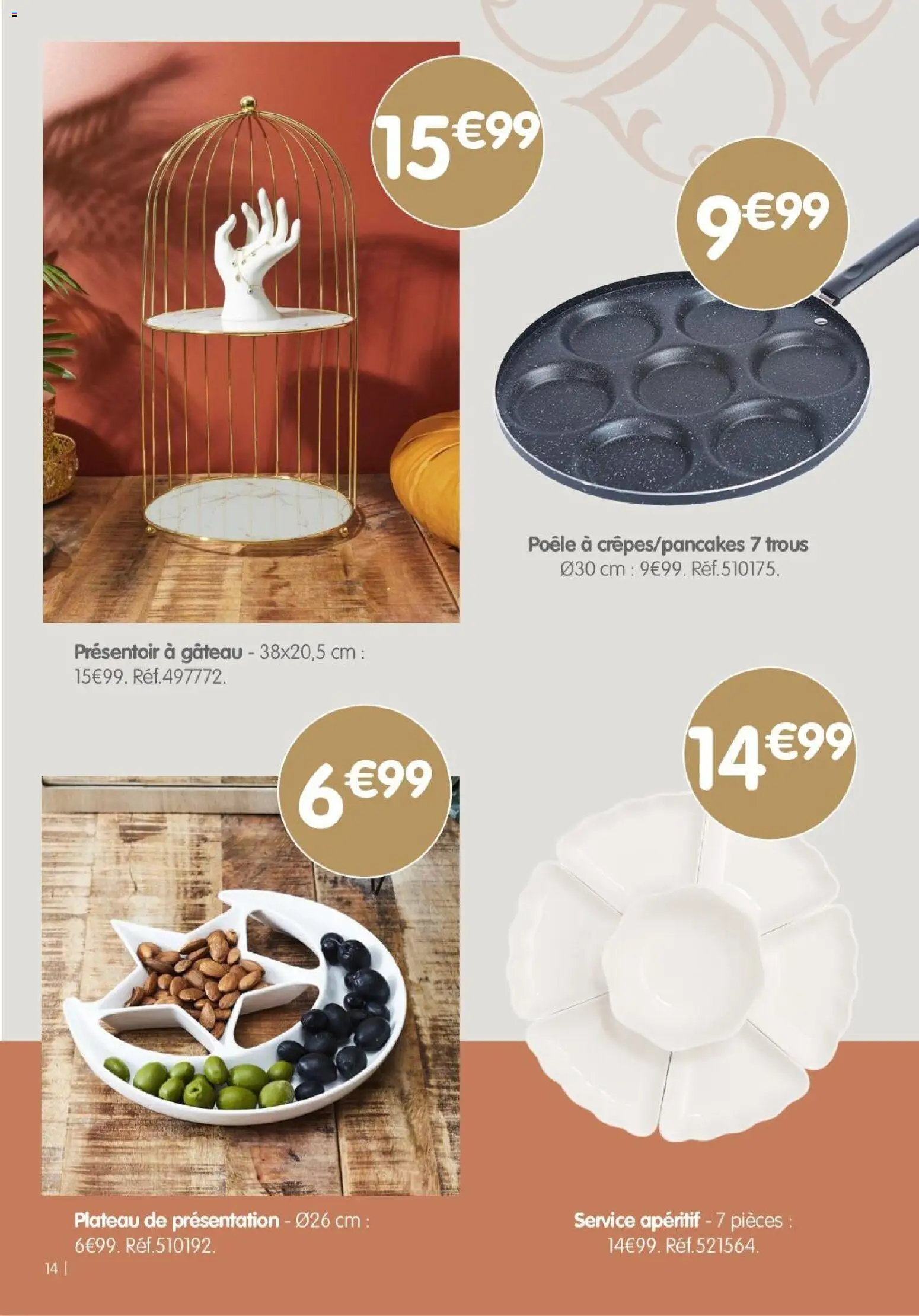 {H1} | Page: 14 | Produits: Présentoir a gâteau, Poêle, Plateau