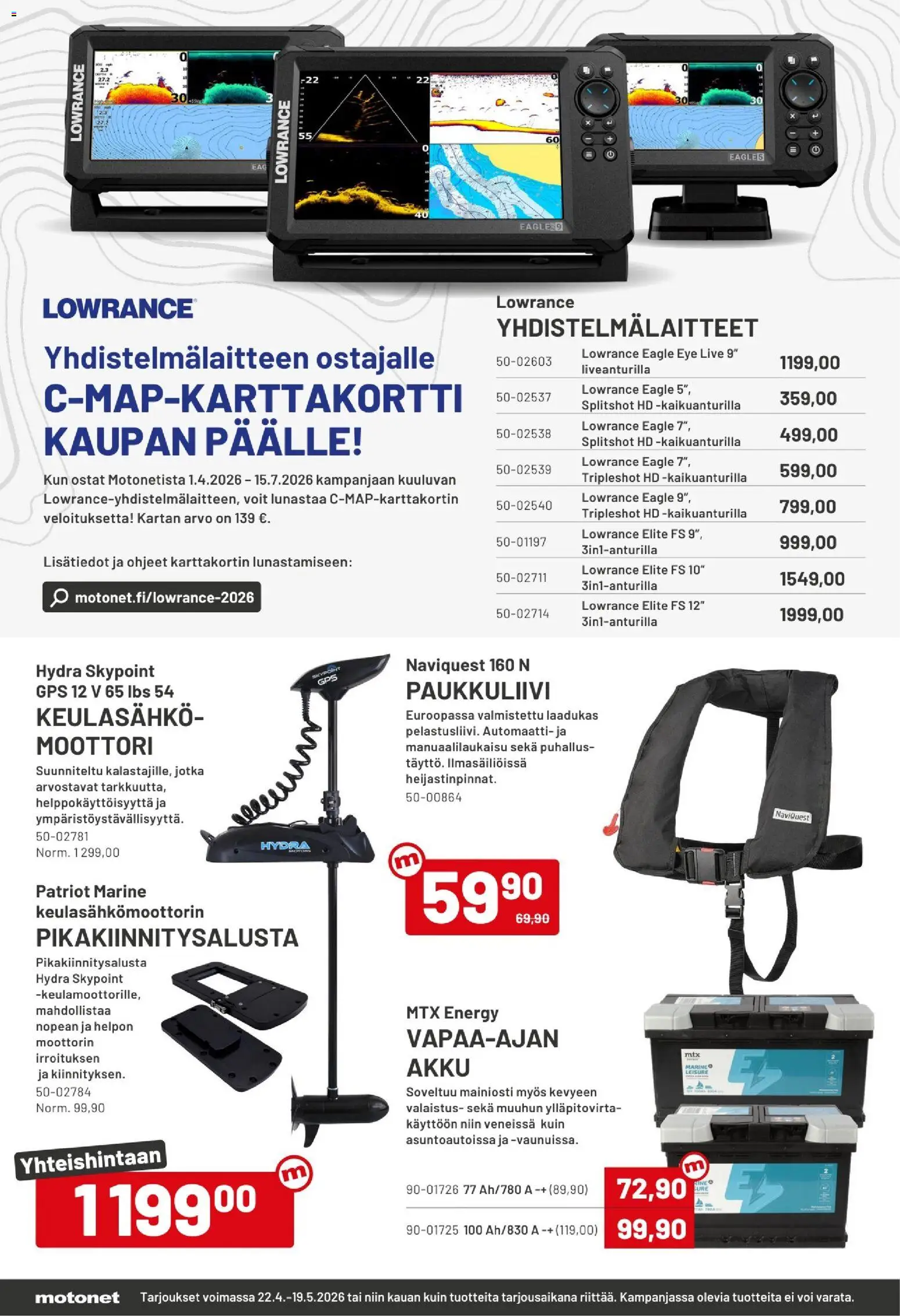 Motonet tarjoukset – voimassa 22.04.2026 alkaen | Sivu: 6 | Tuotteet: Akku, Voi