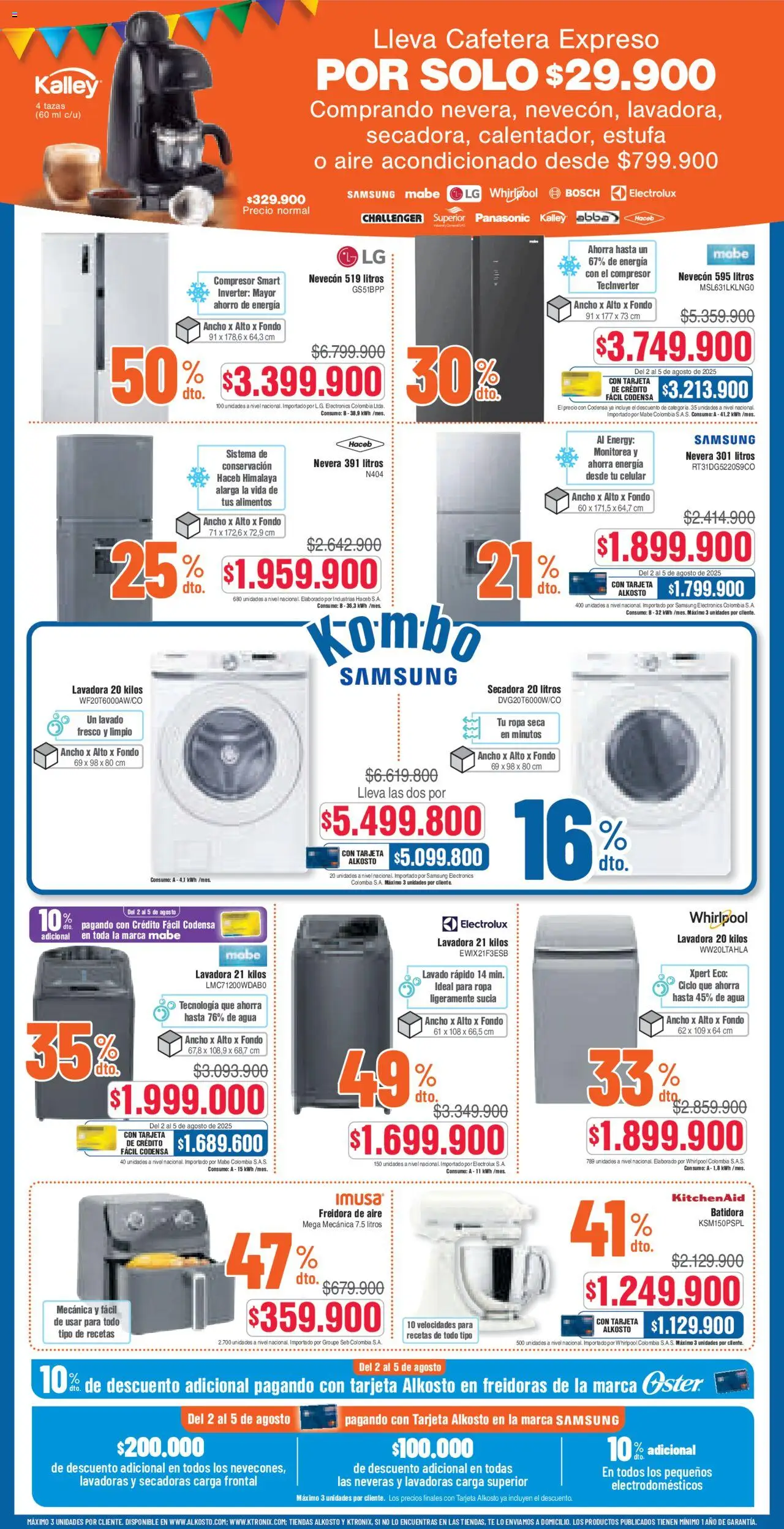 Alkosto folleto │ válido desde el 02.08.2025 | Página: 6 | Productos: Té, Ropa, Nevera, Batidora